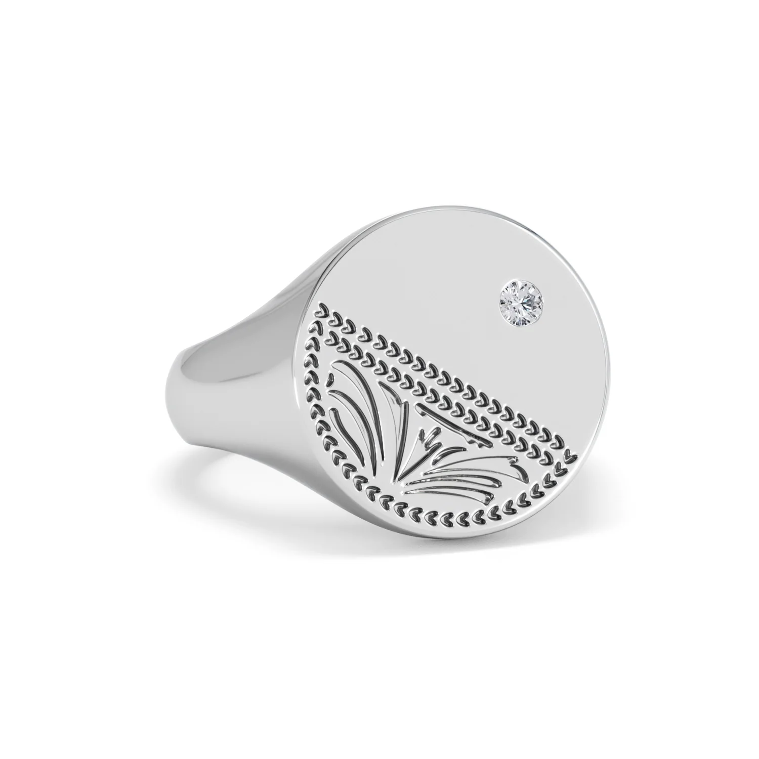 Crest 0.03ct Lab Diamond Men's Round Signet Ring in Sterling Silver - Image 12