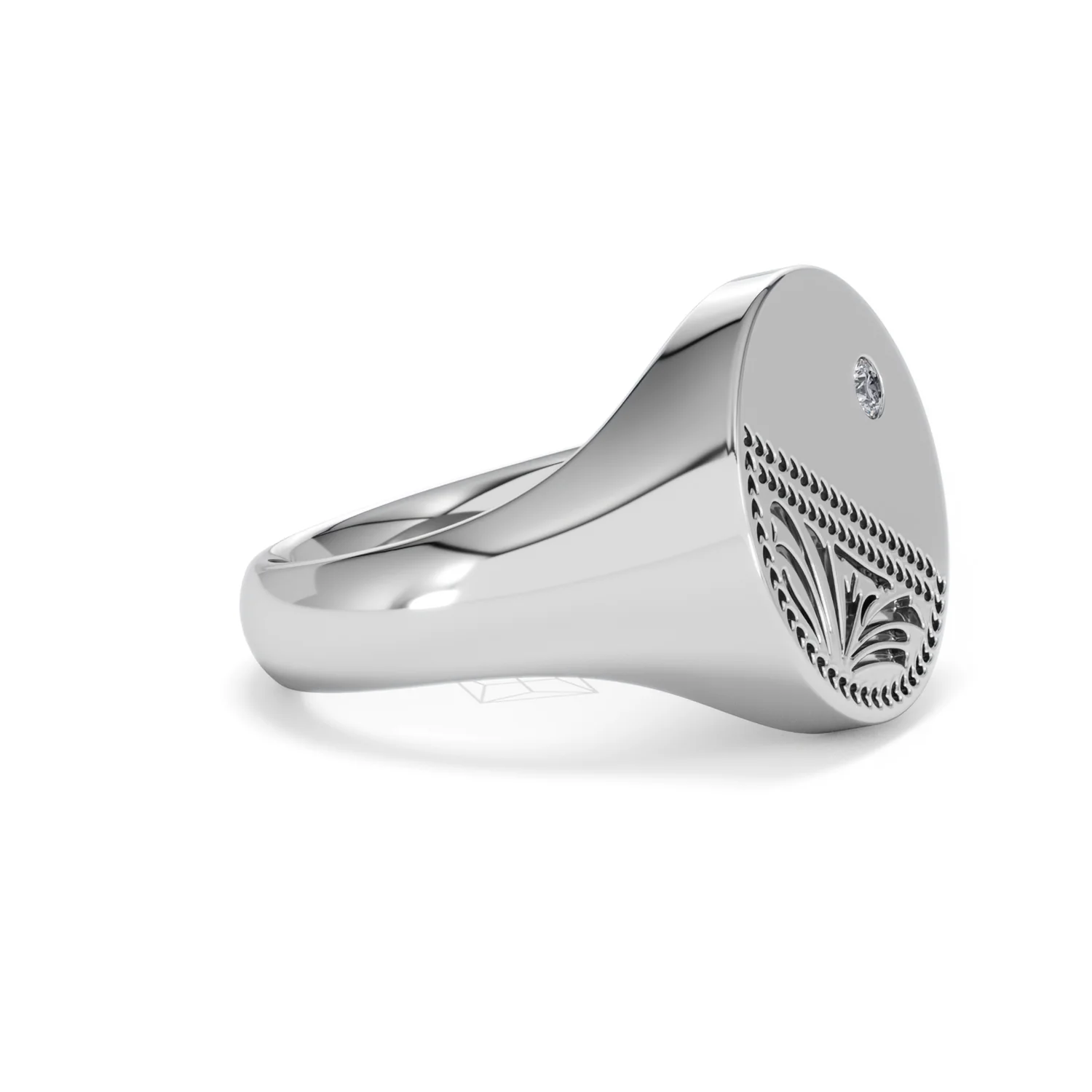 Crest 0.03ct Lab Diamond Men's Round Signet Ring in Sterling Silver - Image 22