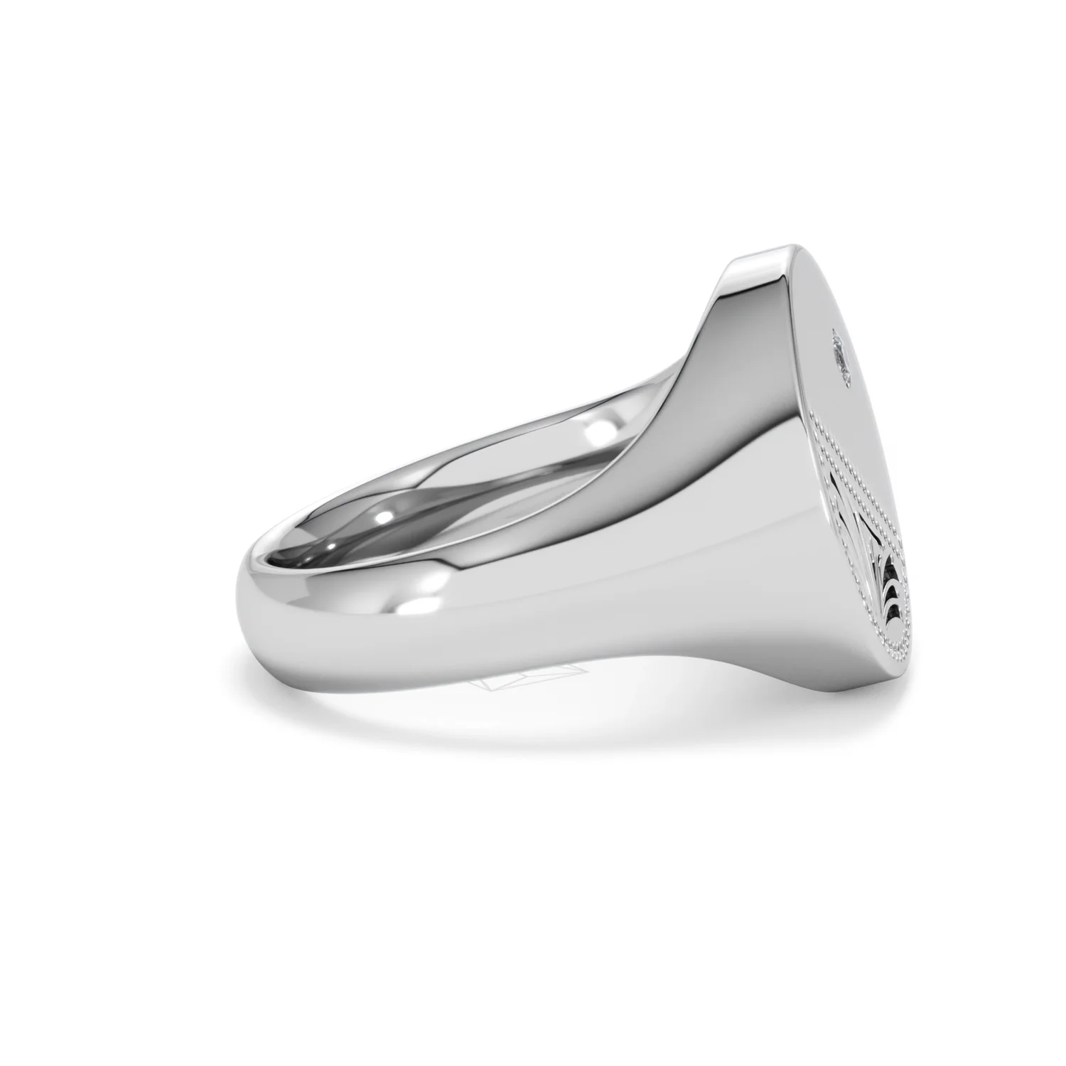 Crest 0.03ct Lab Diamond Men's Round Signet Ring in Sterling Silver - Image 26