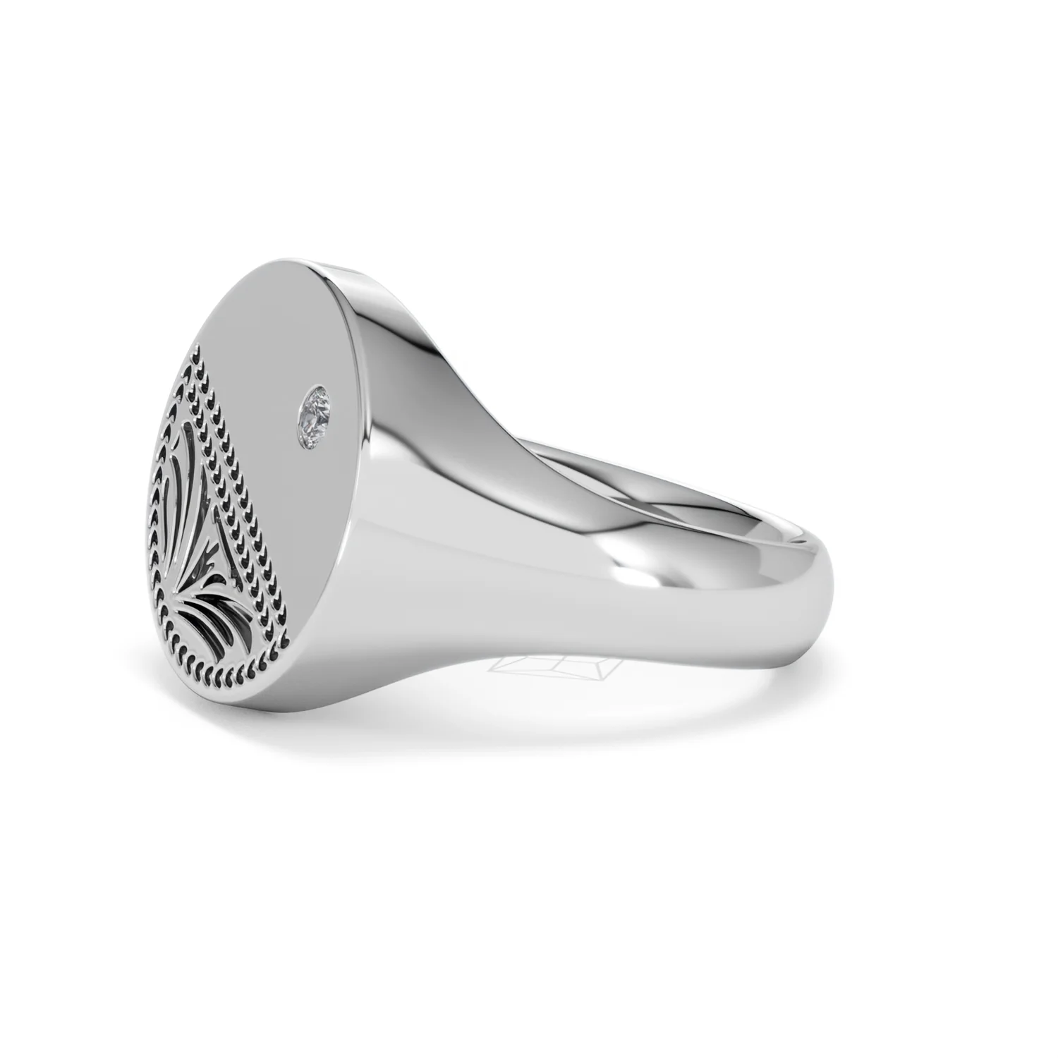 Crest 0.03ct Lab Diamond Men's Round Signet Ring in Sterling Silver - Image 74