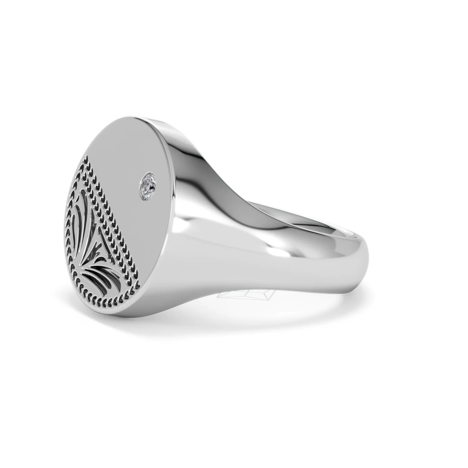 Crest 0.03ct Lab Diamond Men's Round Signet Ring in Sterling Silver - Image 75