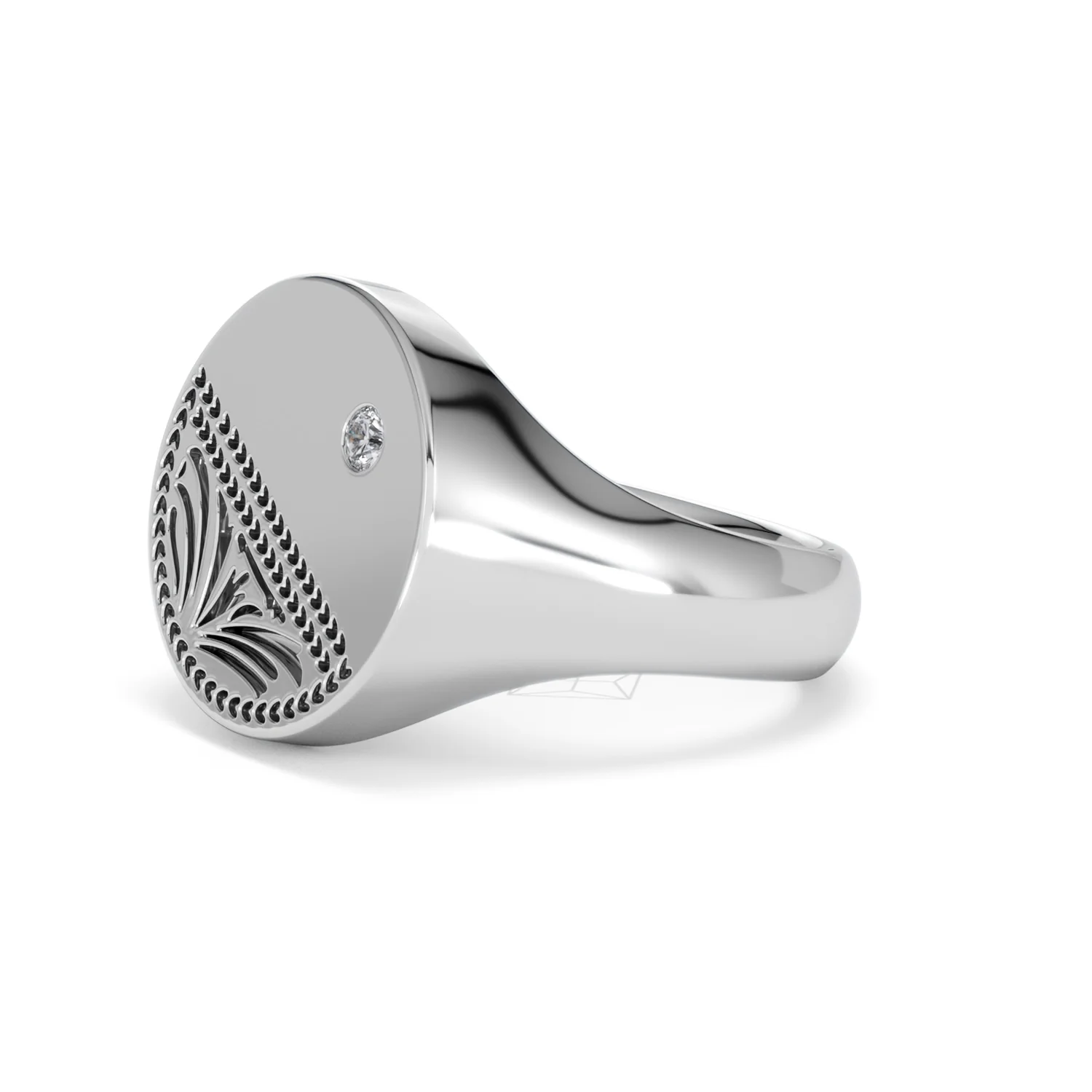 Crest 0.03ct Lab Diamond Men's Round Signet Ring in Sterling Silver - Image 76