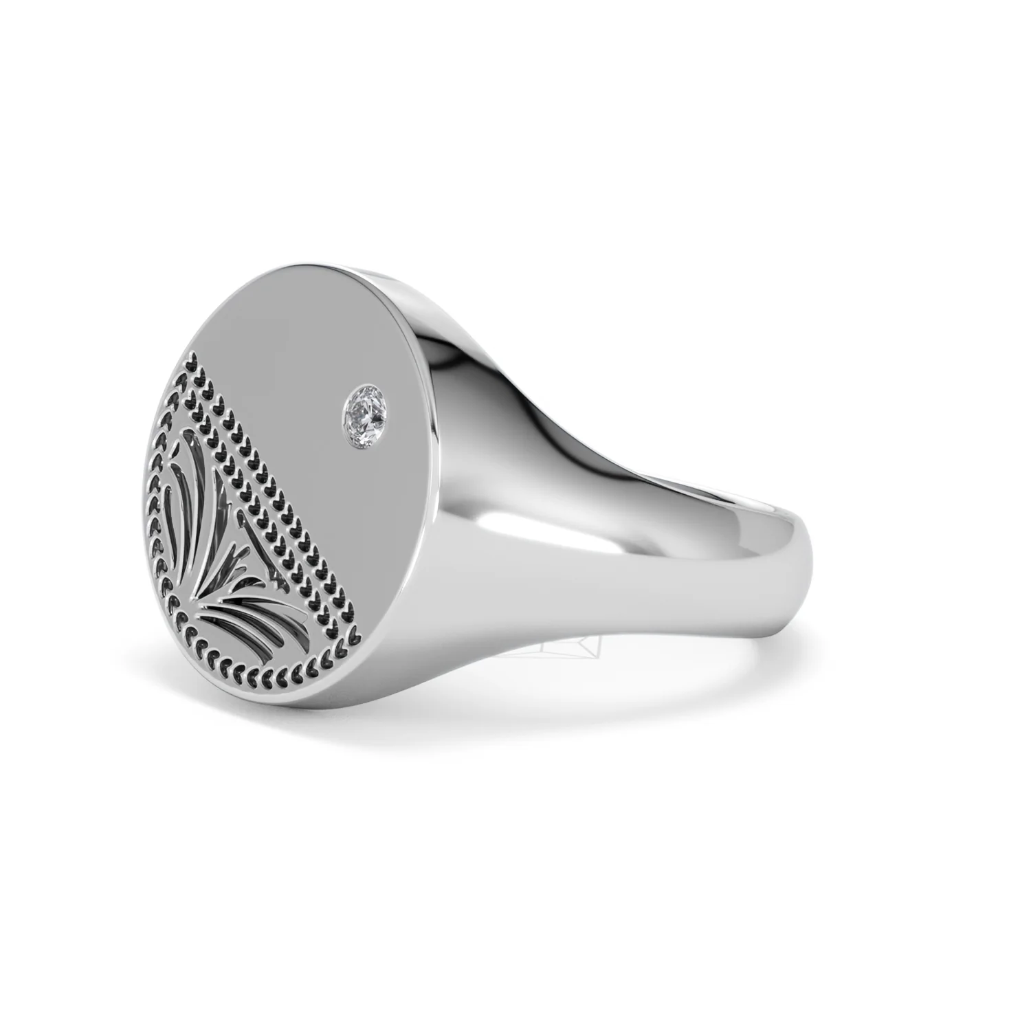 Crest 0.03ct Lab Diamond Men's Round Signet Ring in Sterling Silver - Image 77