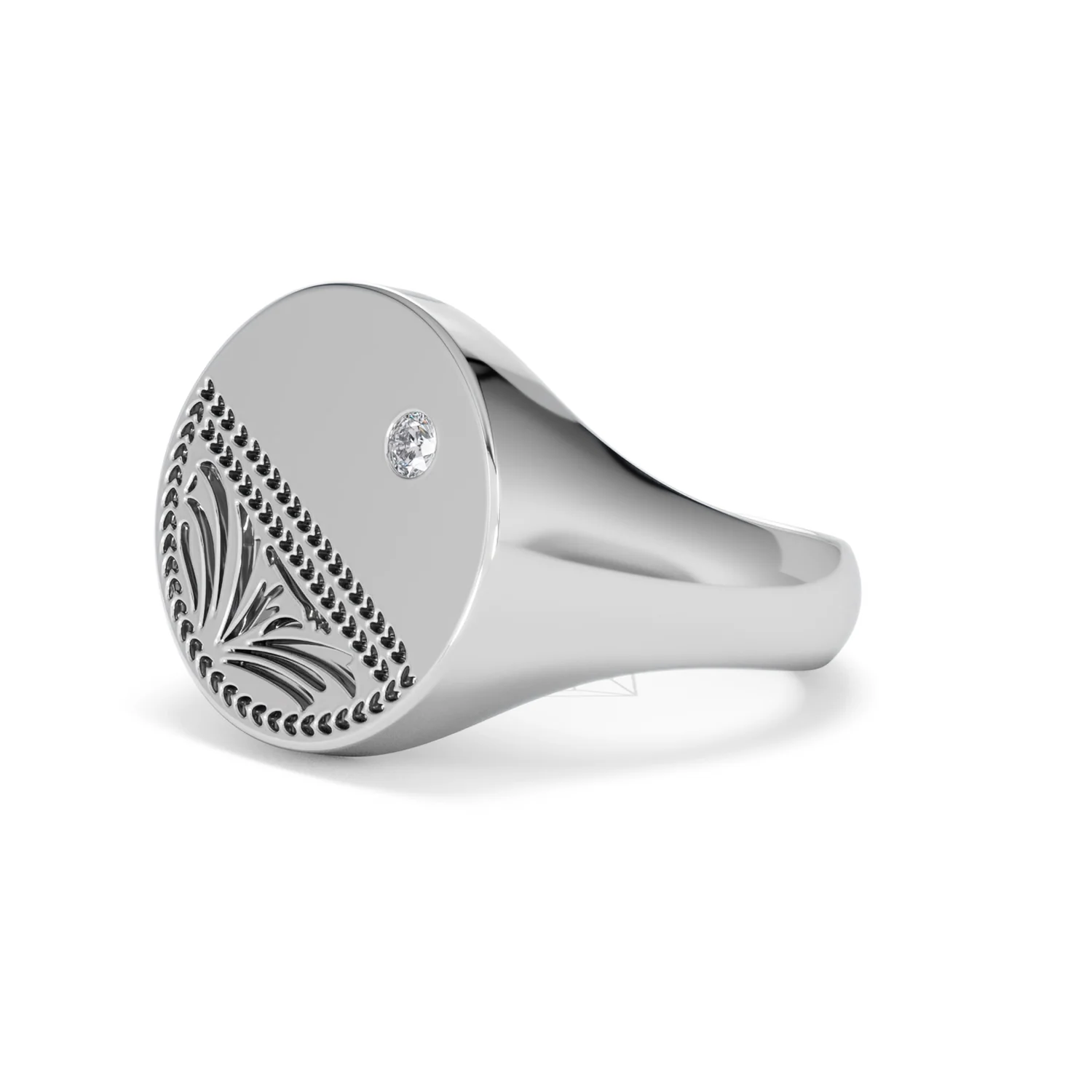 Crest 0.03ct Lab Diamond Men's Round Signet Ring in Sterling Silver - Image 78