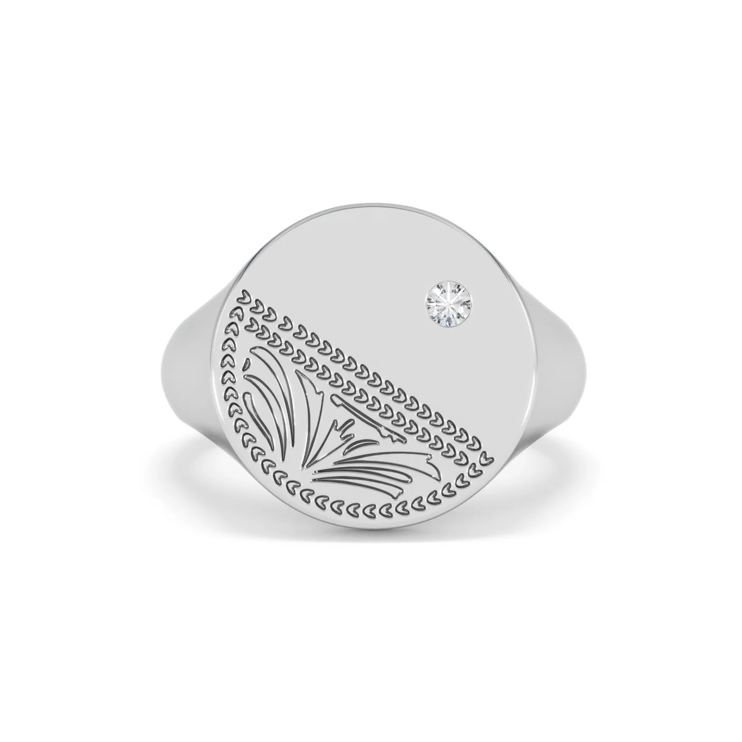 Crest 0.03ct Lab Diamond Men's Round Signet Ring in Sterling Silver - Image 8
