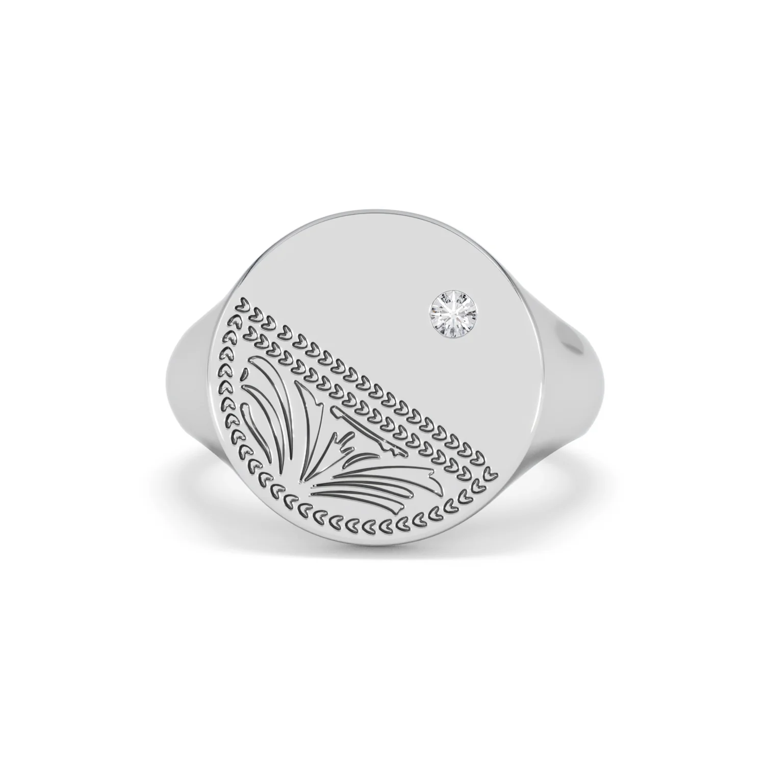 Crest 0.03ct Lab Diamond Men's Round Signet Ring in Sterling Silver - Image 87