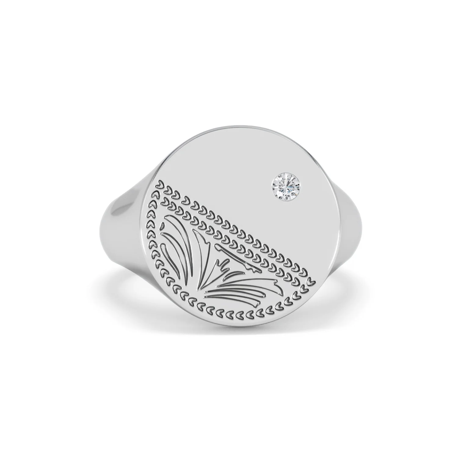 Crest 0.03ct Lab Diamond Men's Round Signet Ring in Sterling Silver - Image 9