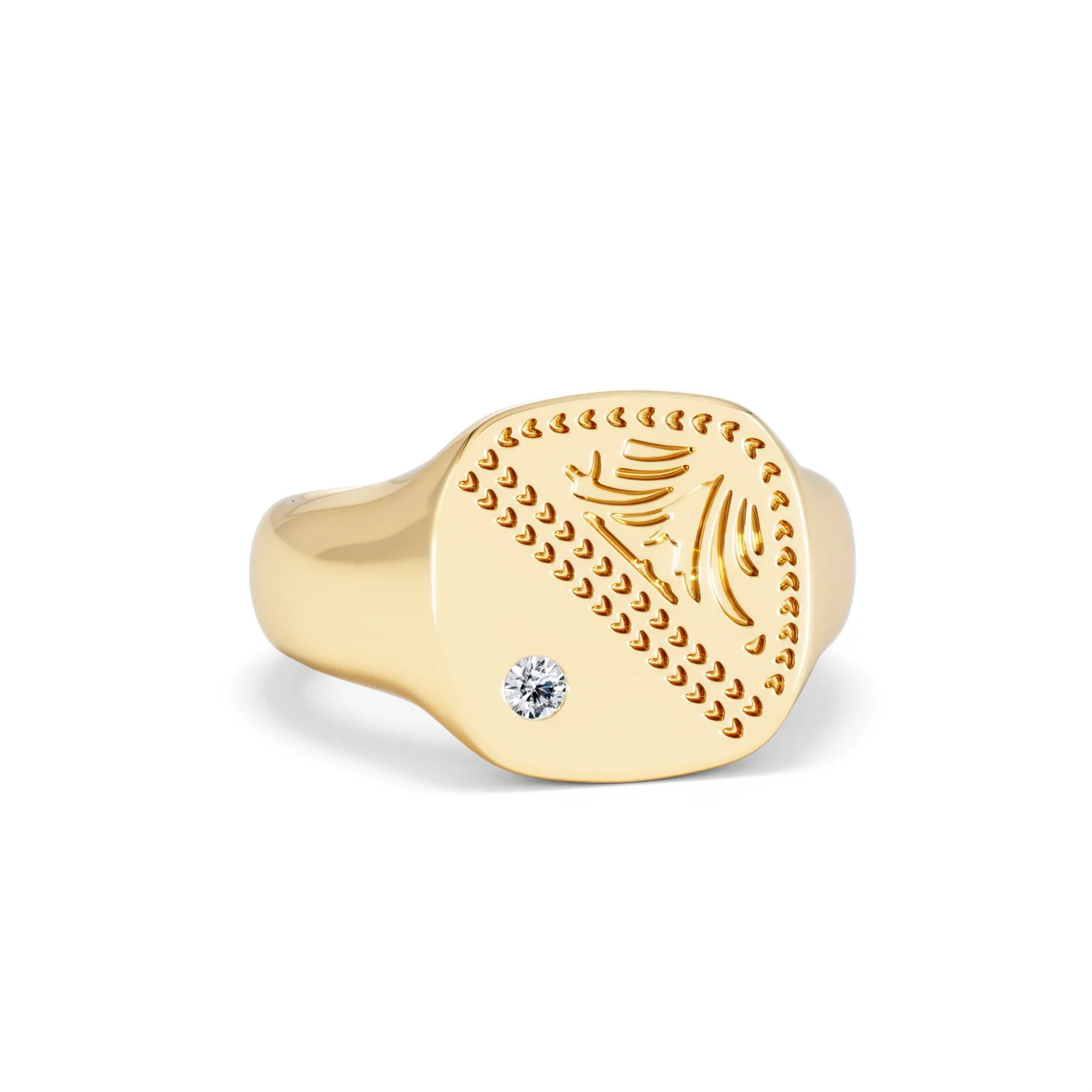 Crest 0.03ct Lab Diamond Men's Square Signet Ring in 18K Yellow Gold Vermeil - Image 11