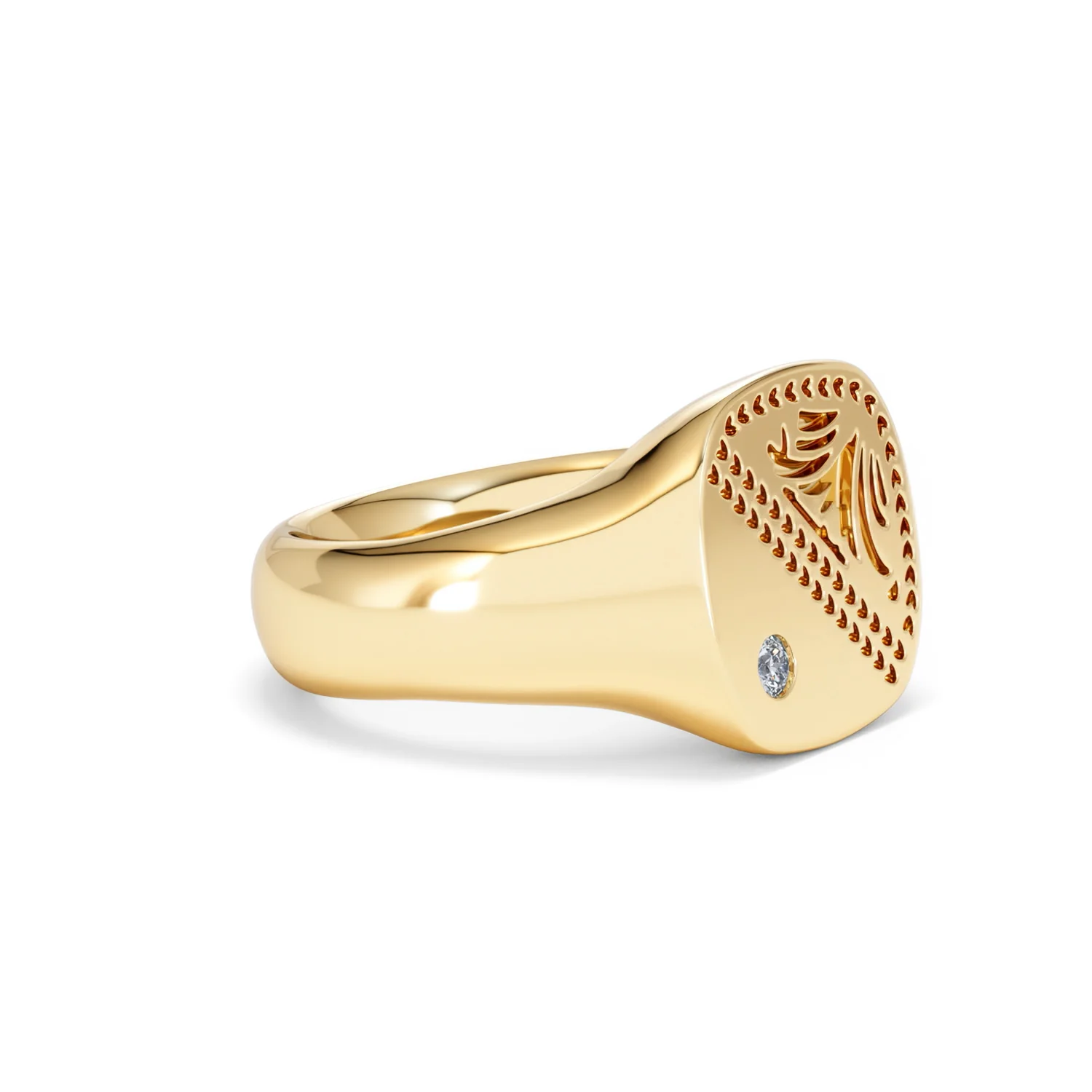 Crest 0.03ct Lab Diamond Men's Square Signet Ring in 18K Yellow Gold Vermeil - Image 20
