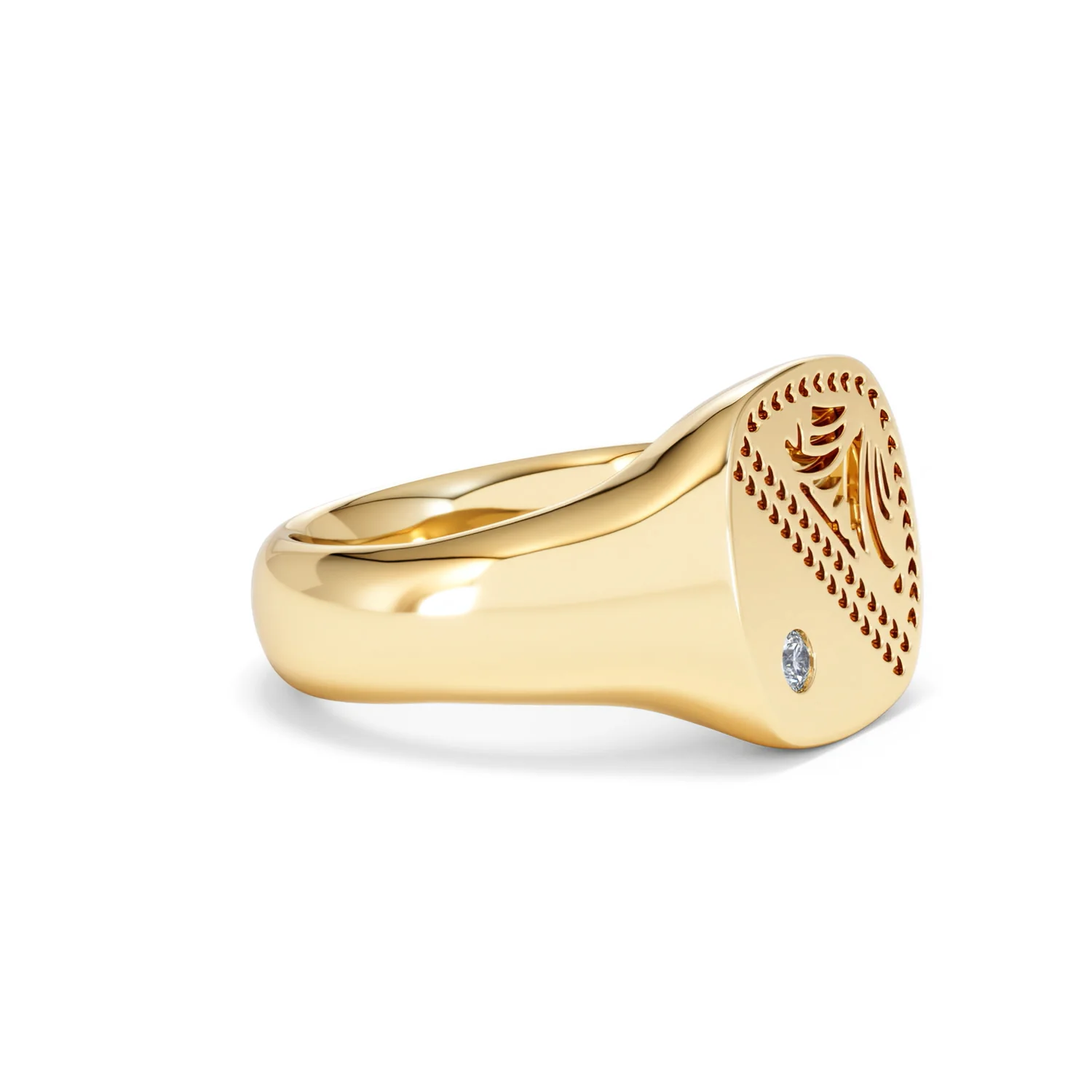 Crest 0.03ct Lab Diamond Men's Square Signet Ring in 18K Yellow Gold Vermeil - Image 21