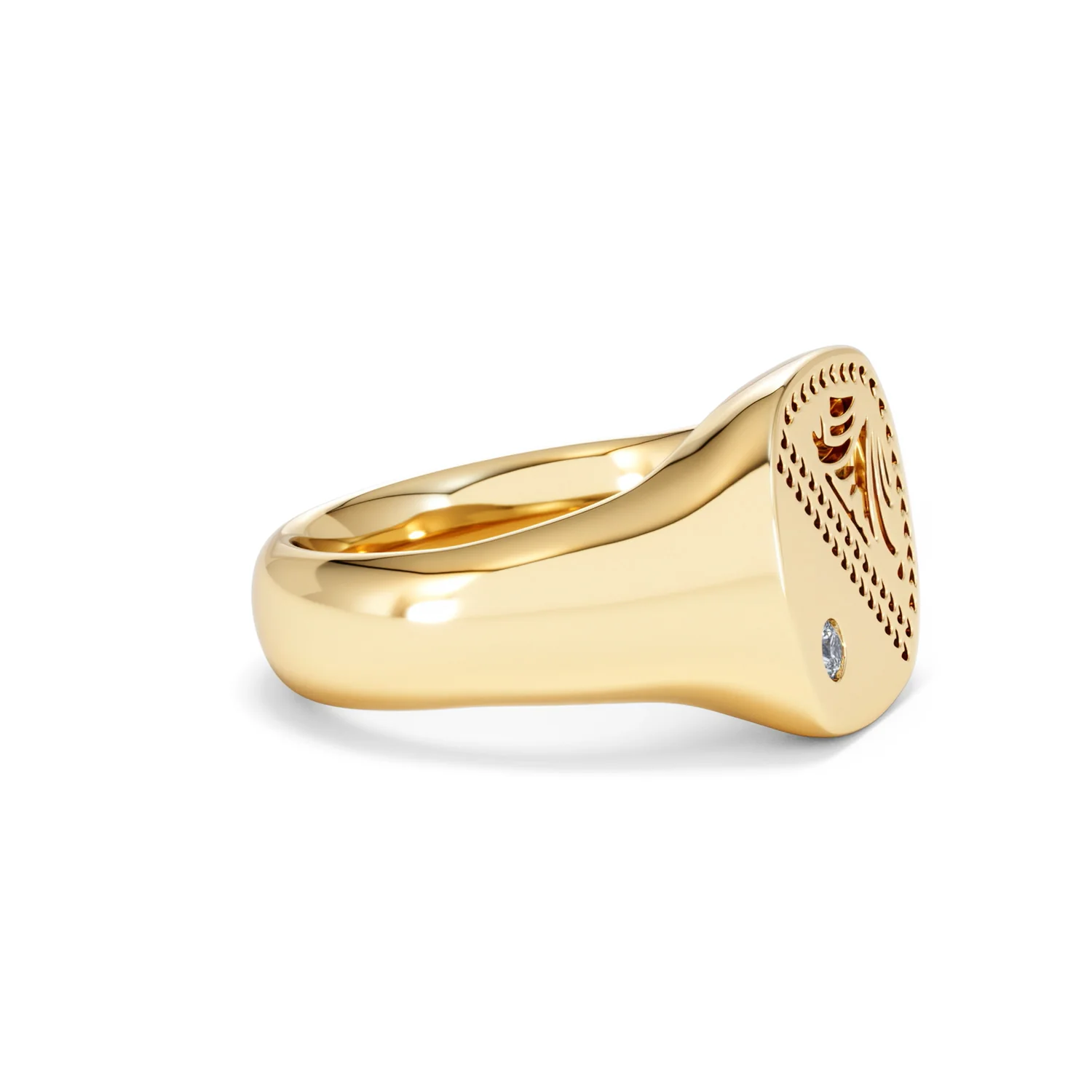 Crest 0.03ct Lab Diamond Men's Square Signet Ring in 18K Yellow Gold Vermeil - Image 23