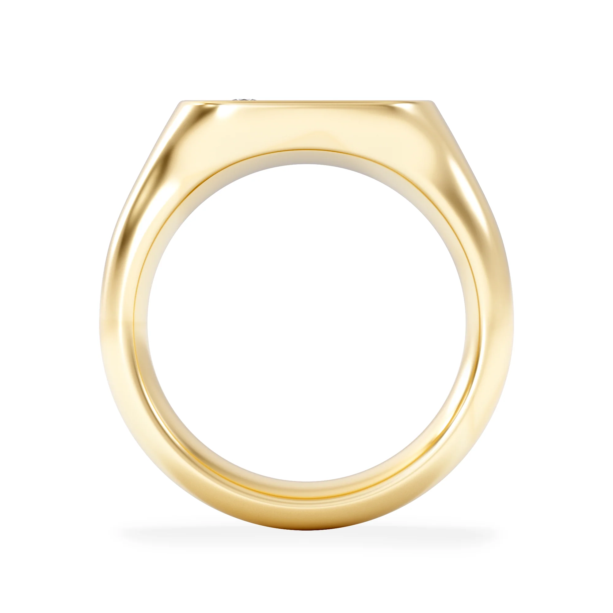 Crest 0.03ct Lab Diamond Men's Square Signet Ring in 18K Yellow Gold Vermeil - Image 3