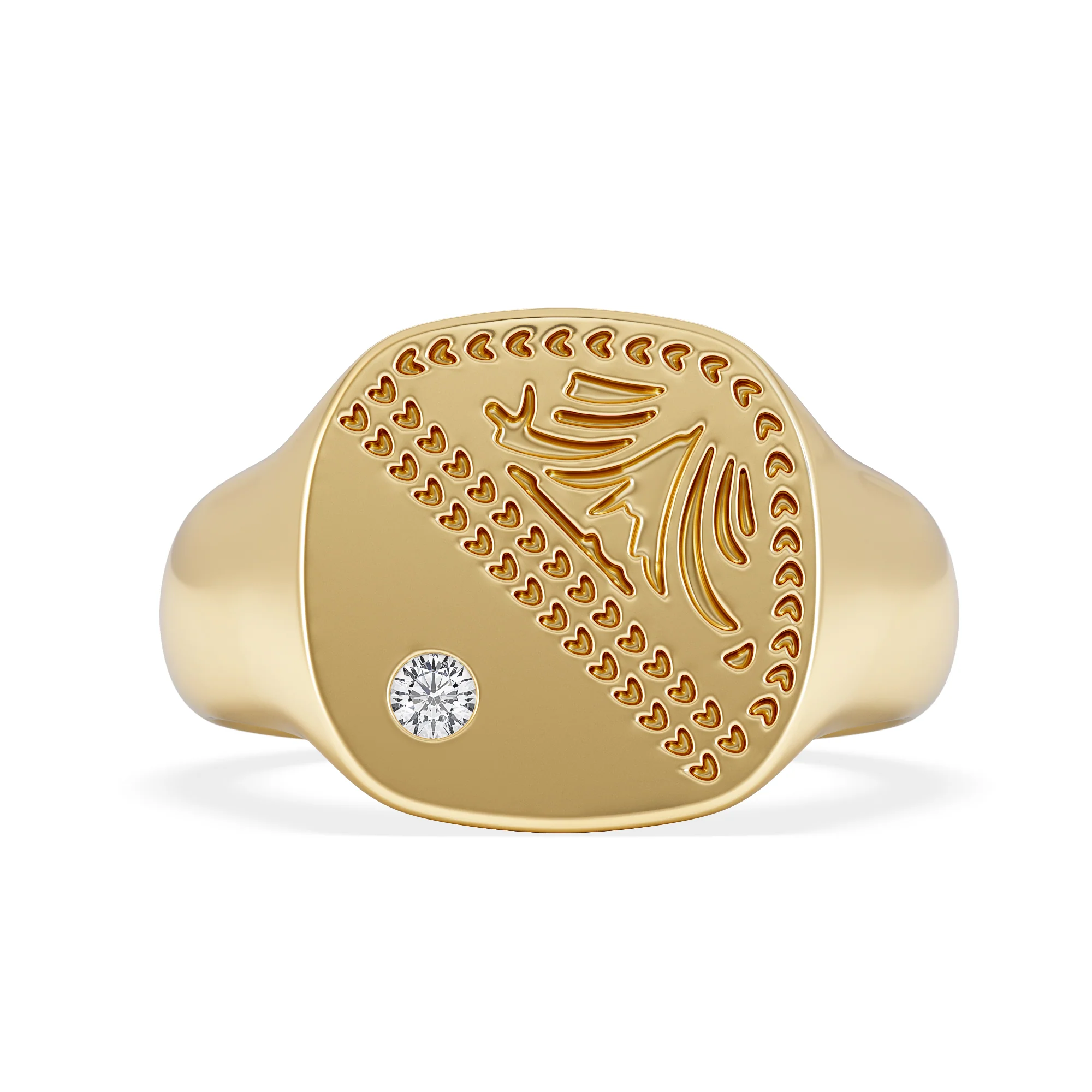 Crest 0.03ct Lab Diamond Men's Square Signet Ring in 18K Yellow Gold Vermeil - Image 7