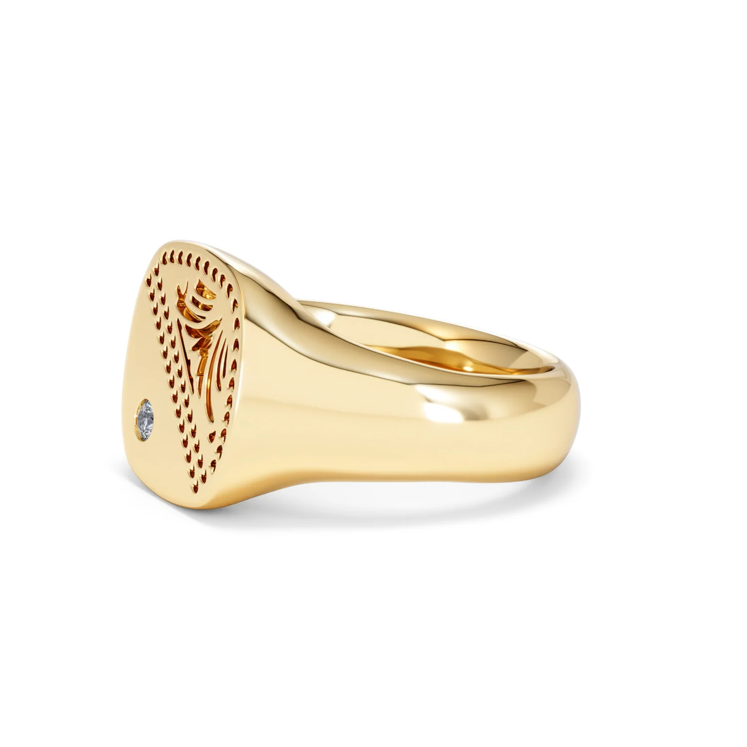 Crest 0.03ct Lab Diamond Men's Square Signet Ring in 18K Yellow Gold Vermeil - Image 74
