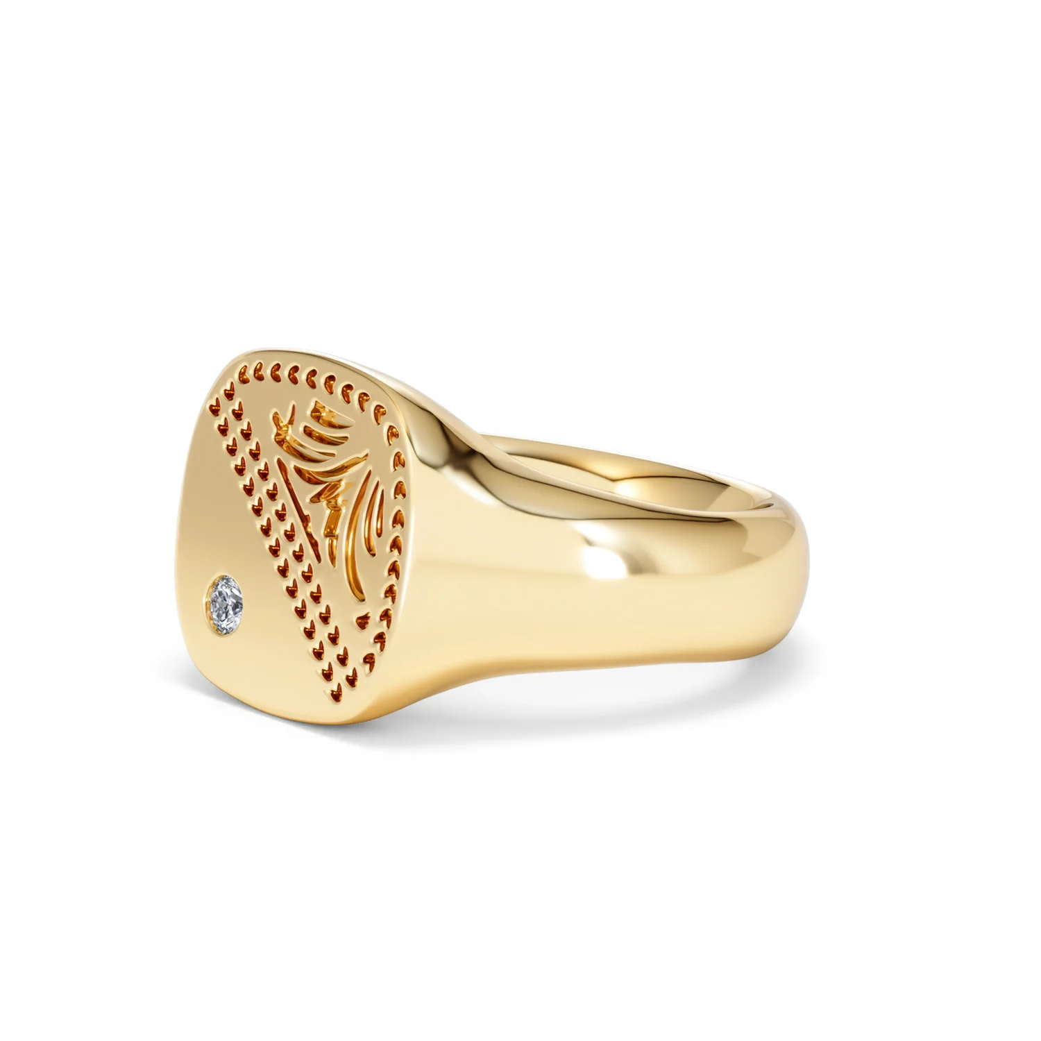 Crest 0.03ct Lab Diamond Men's Square Signet Ring in 18K Yellow Gold Vermeil - Image 77