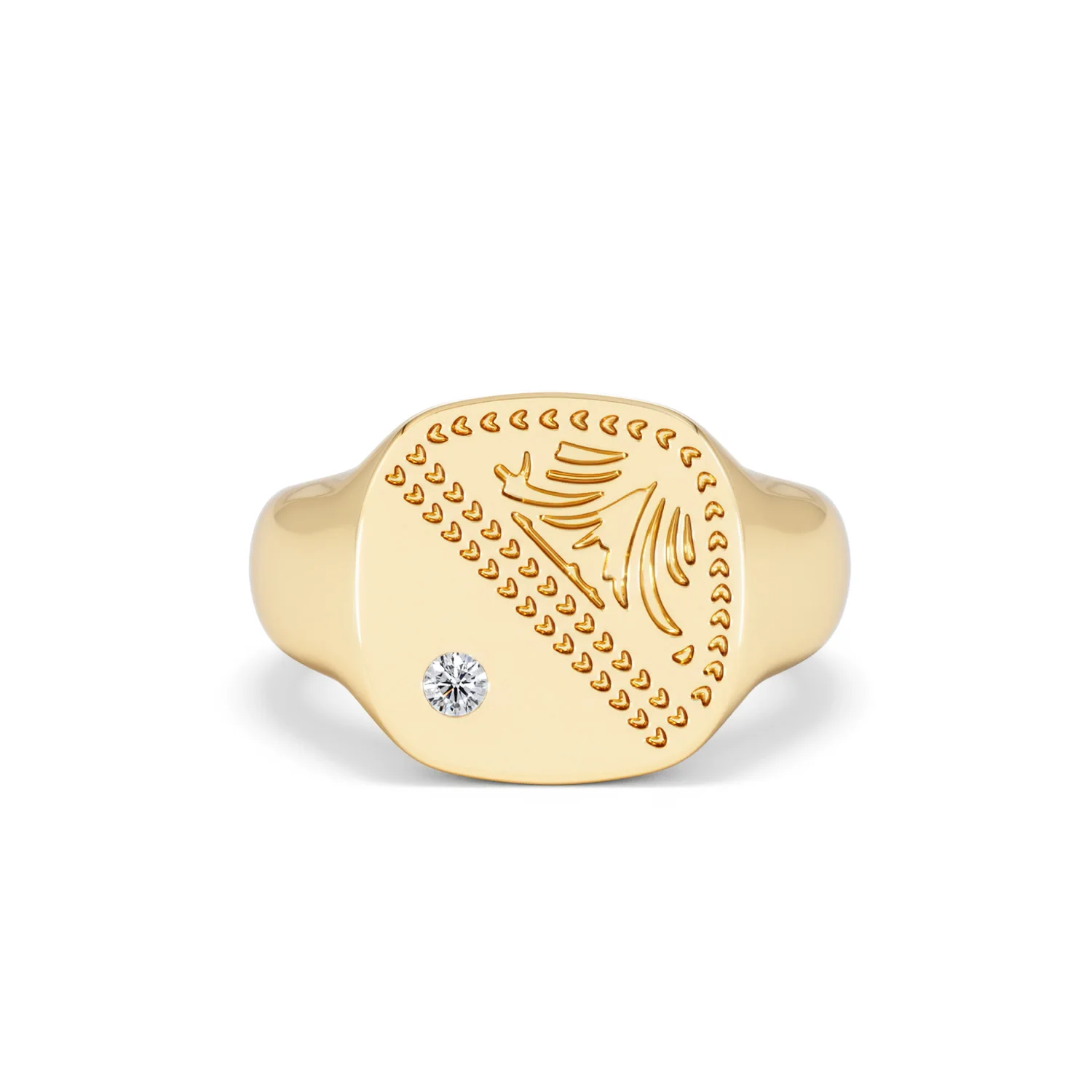 Crest 0.03ct Lab Diamond Men's Square Signet Ring in 18K Yellow Gold Vermeil - Image 8