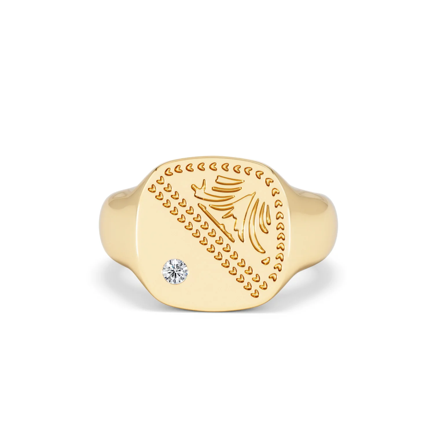 Crest 0.03ct Lab Diamond Men's Square Signet Ring in 18K Yellow Gold Vermeil - Image 87