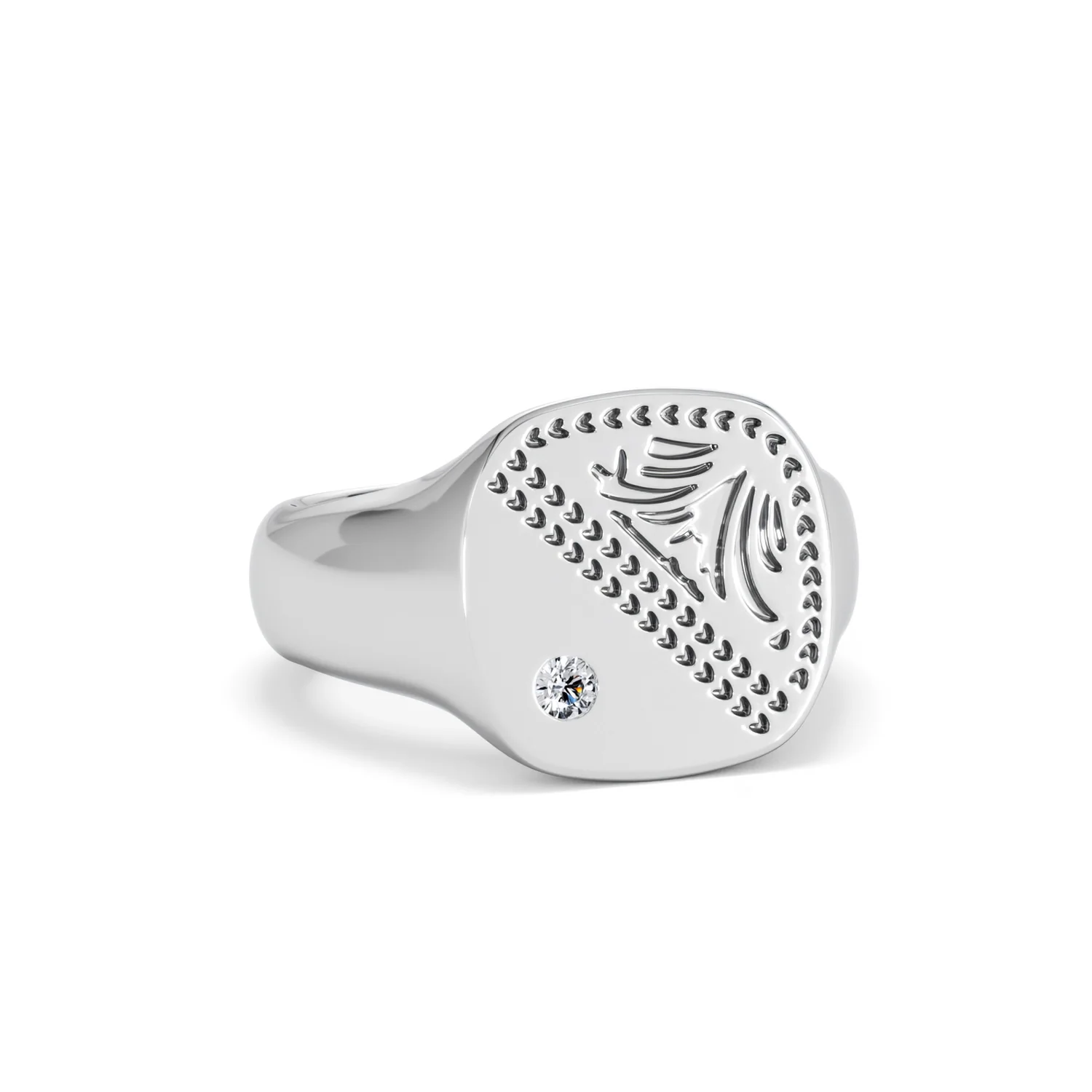 Crest 0.03ct Lab Diamond Men's Square Signet Ring in Sterling Silver - Image 12