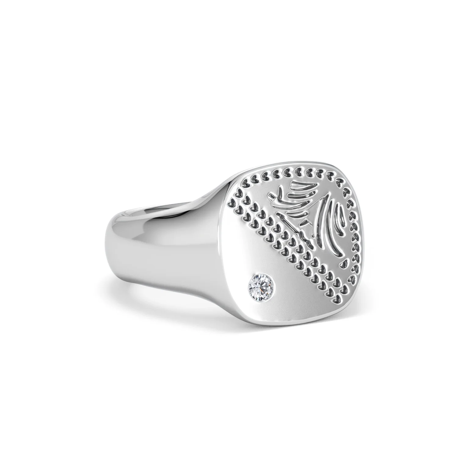 Crest 0.03ct Lab Diamond Men's Square Signet Ring in Sterling Silver - Image 14