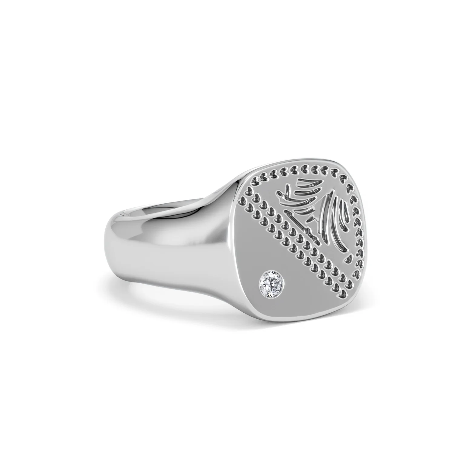 Crest 0.03ct Lab Diamond Men's Square Signet Ring in Sterling Silver - Image 15