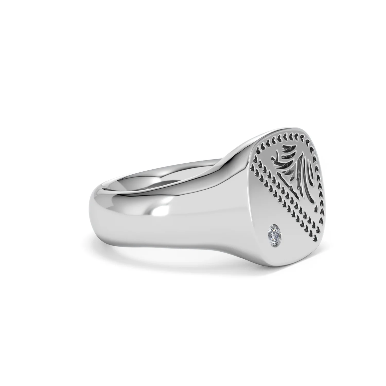 Crest 0.03ct Lab Diamond Men's Square Signet Ring in Sterling Silver - Image 20