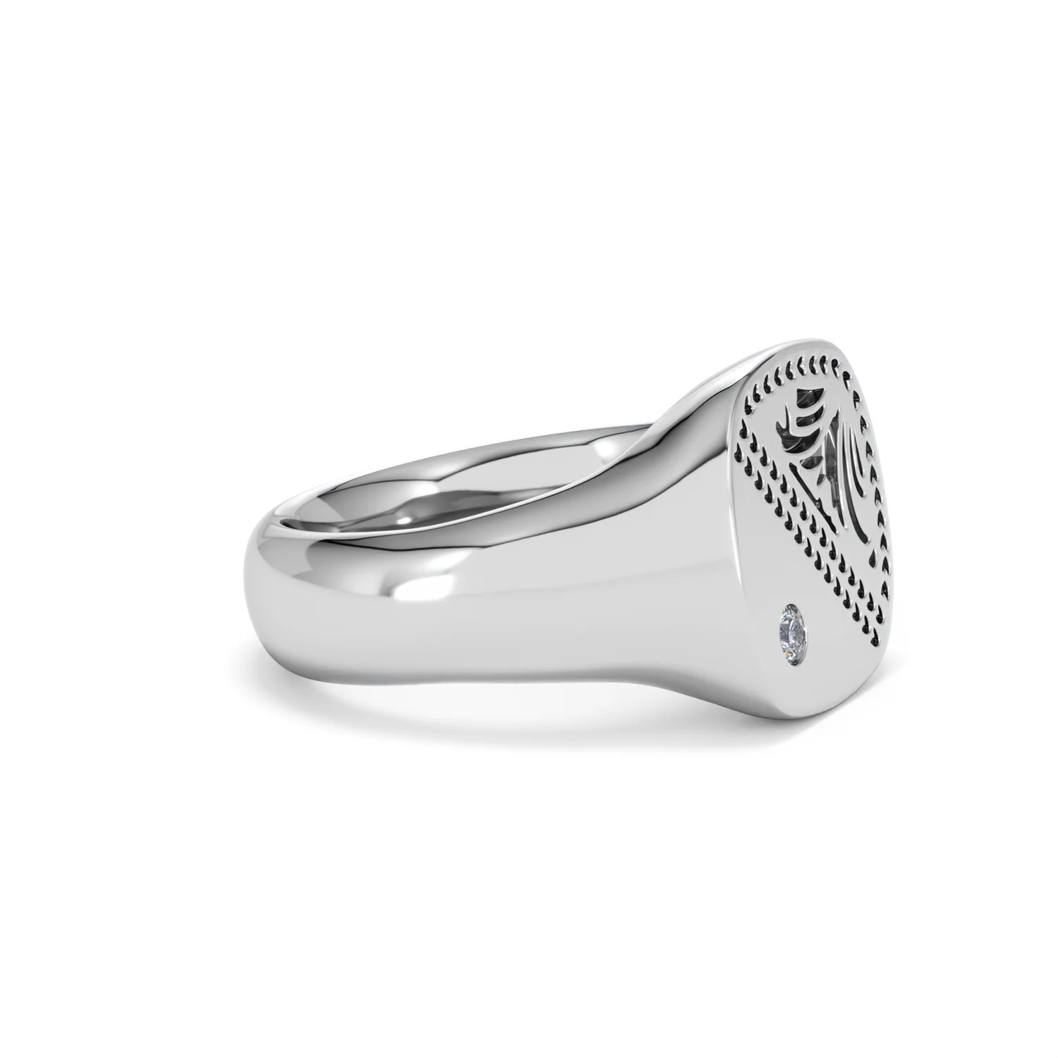 Crest 0.03ct Lab Diamond Men's Square Signet Ring in Sterling Silver - Image 22