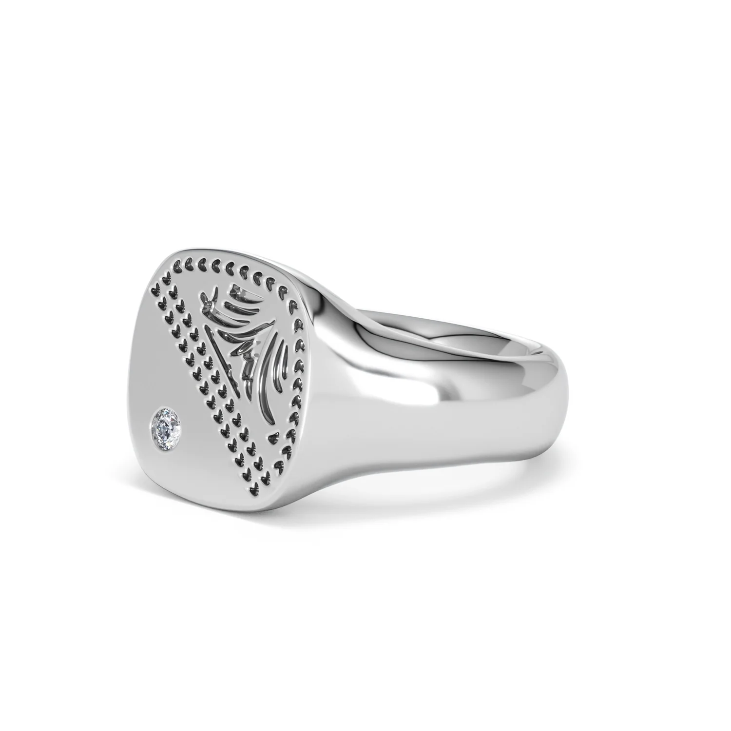Crest 0.03ct Lab Diamond Men's Square Signet Ring in Sterling Silver - Image 78