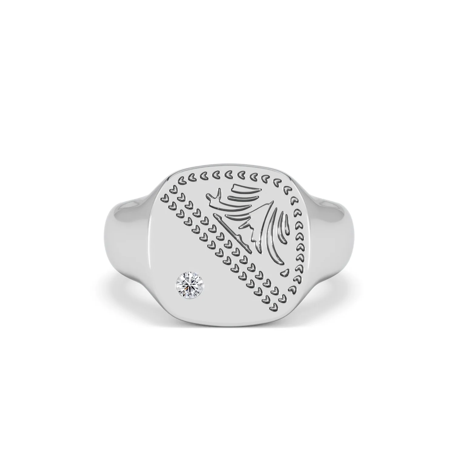 Crest 0.03ct Lab Diamond Men's Square Signet Ring in Sterling Silver - Image 8