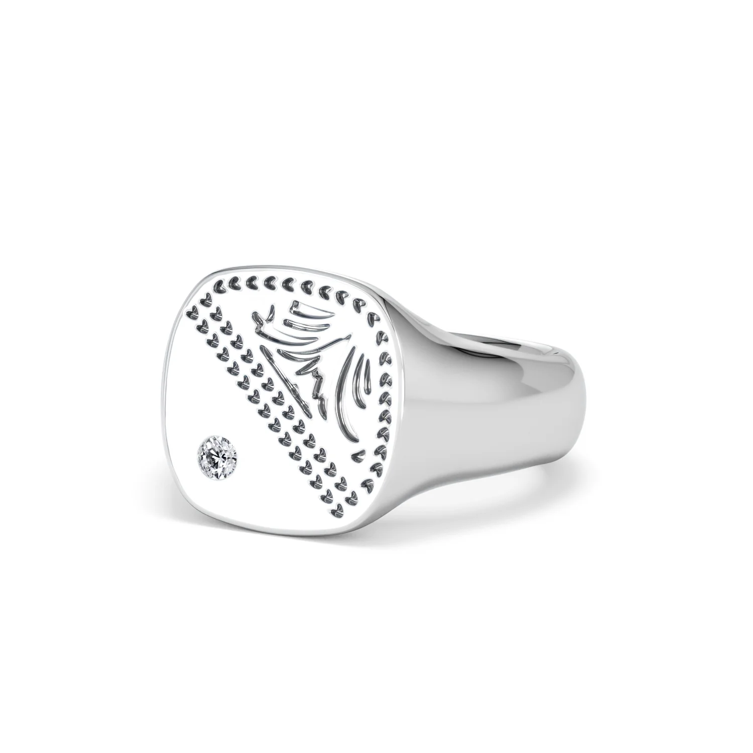 Crest 0.03ct Lab Diamond Men's Square Signet Ring in Sterling Silver - Image 82