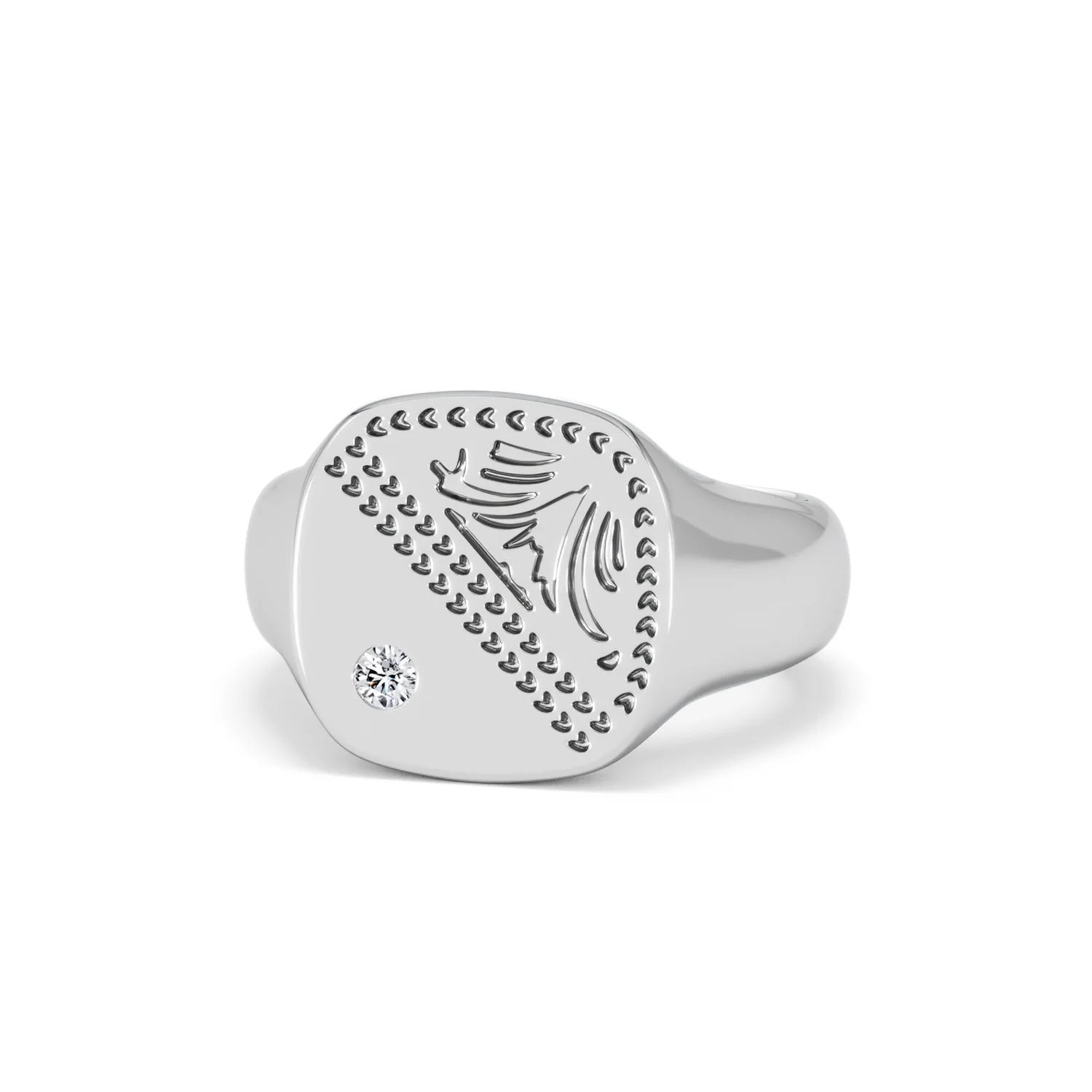 Crest 0.03ct Lab Diamond Men's Square Signet Ring in Sterling Silver - Image 85