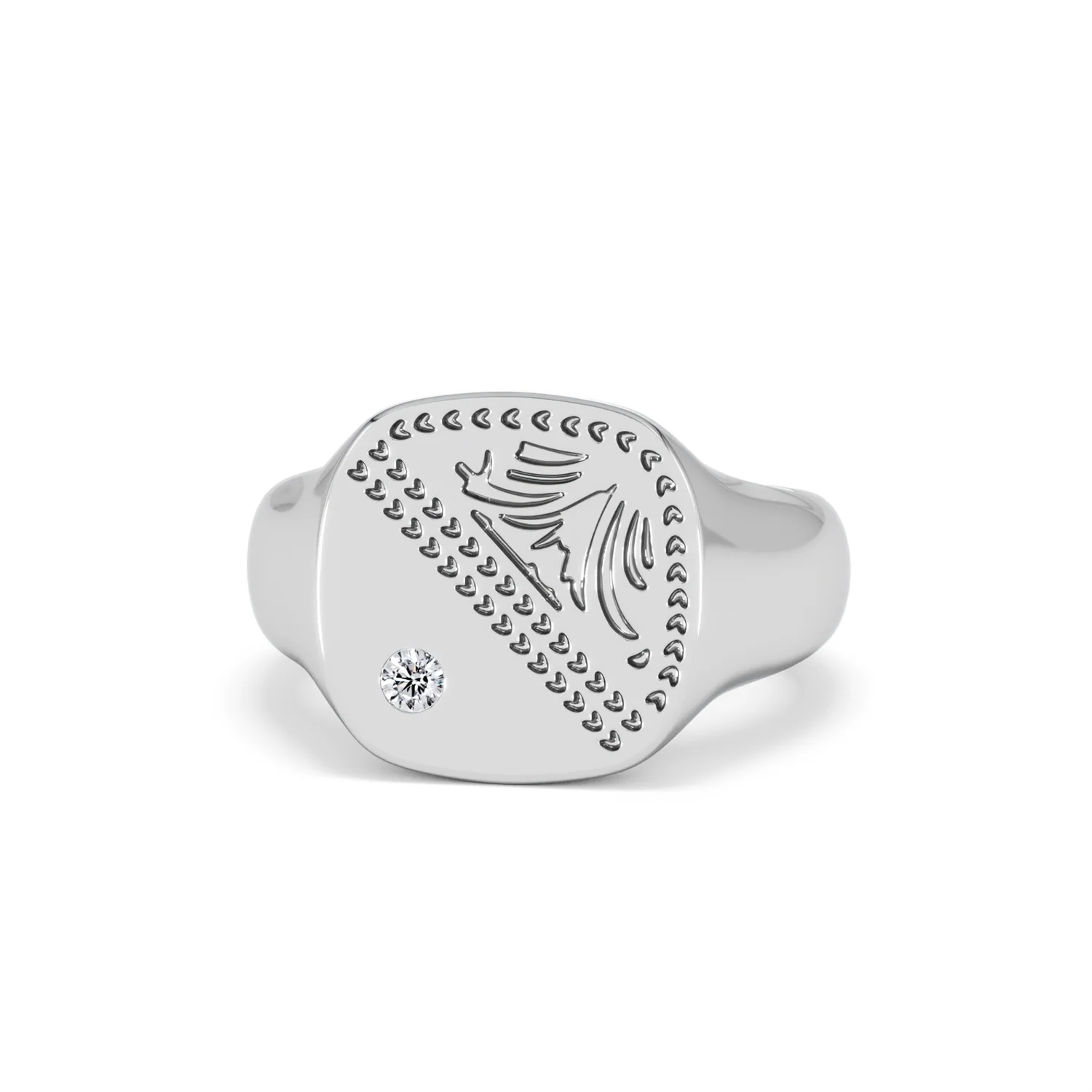 Crest 0.03ct Lab Diamond Men's Square Signet Ring in Sterling Silver - Image 86
