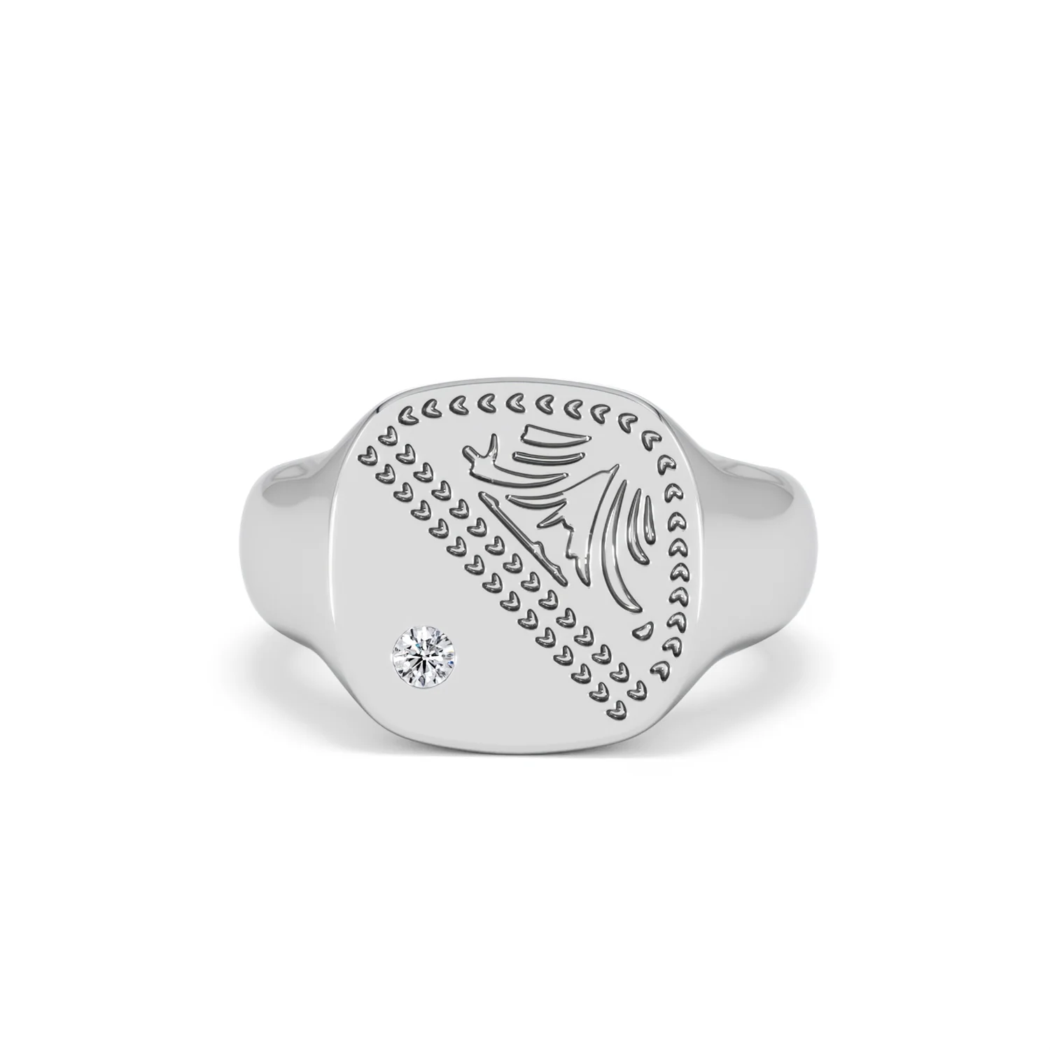 Crest 0.03ct Lab Diamond Men's Square Signet Ring in Sterling Silver - Image 87