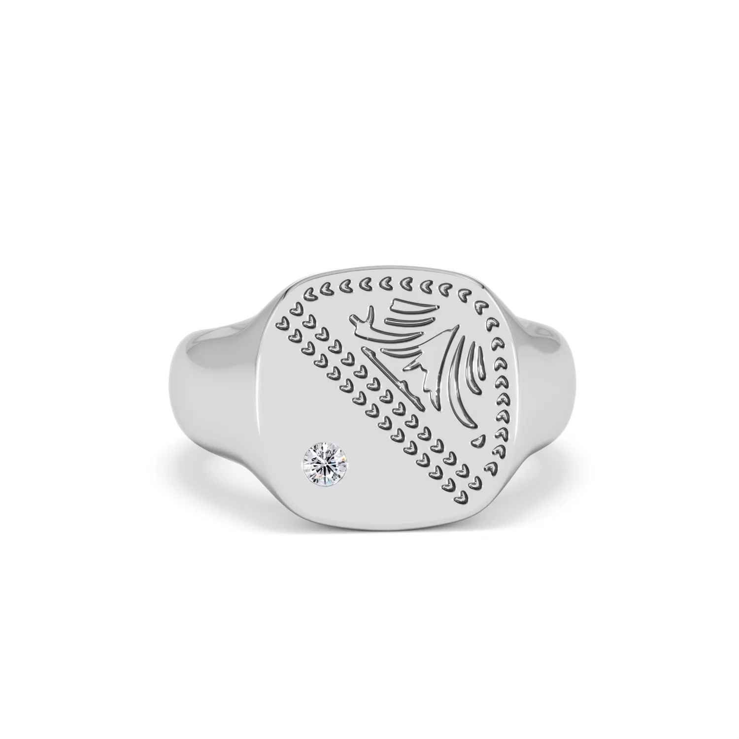 Crest 0.03ct Lab Diamond Men's Square Signet Ring in Sterling Silver - Image 9