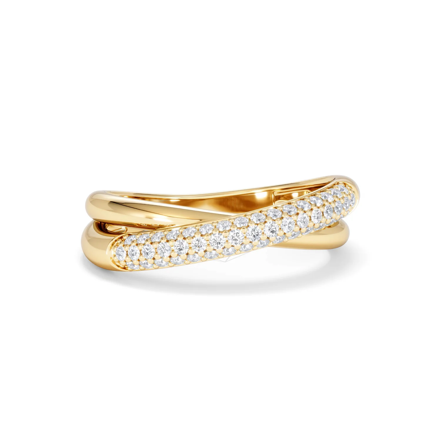 Crossover Set Lab Diamond Pave Ring 0.35ct in18K Gold Vermeil - Image 13