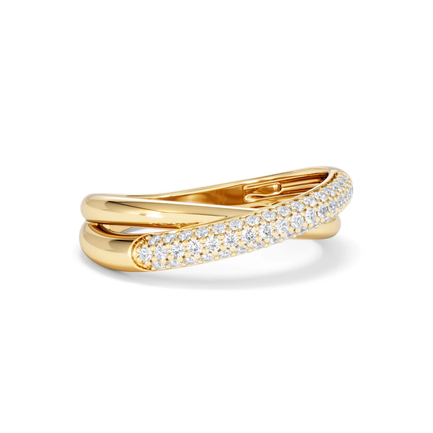 Crossover Set Lab Diamond Pave Ring 0.35ct in18K Gold Vermeil - Image 16