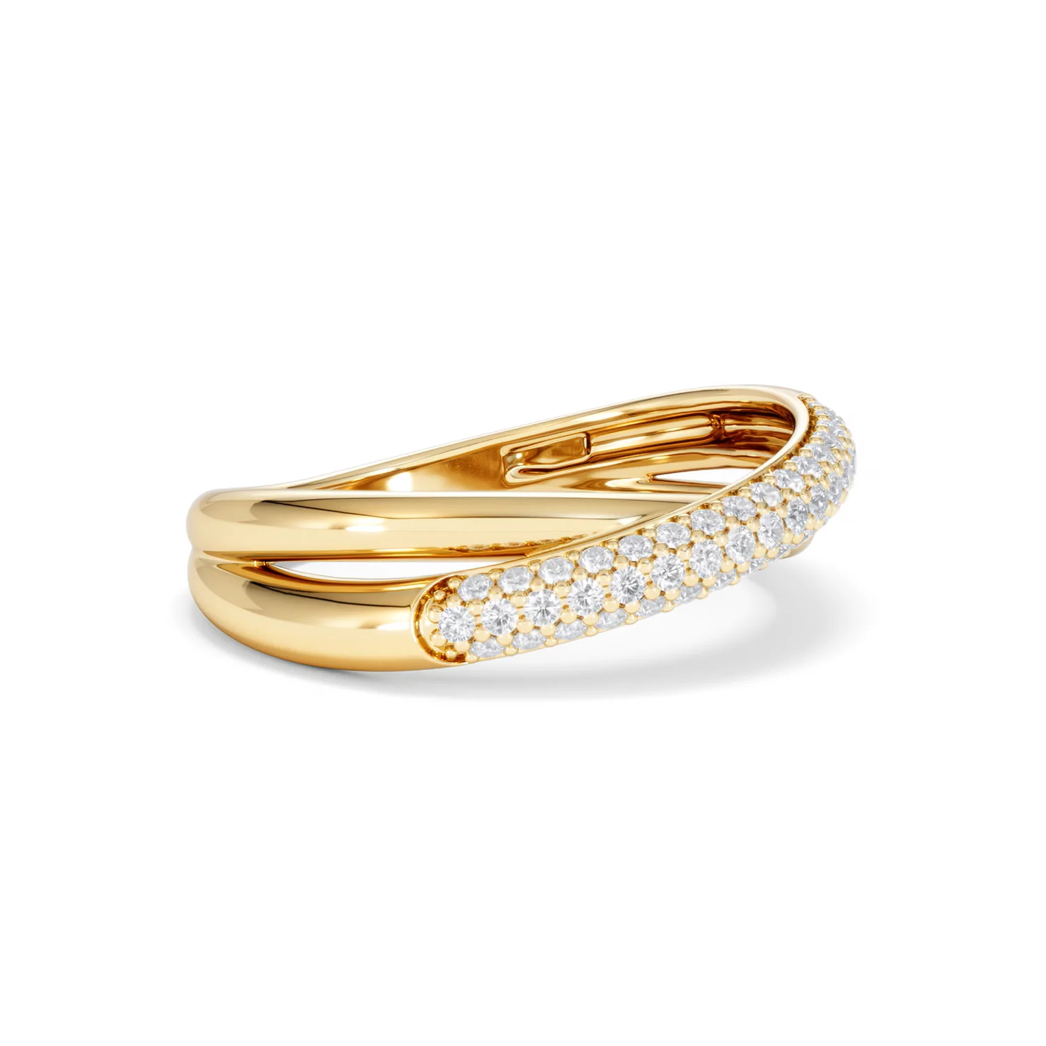 Crossover Set Lab Diamond Pave Ring 0.35ct in18K Gold Vermeil - Image 20