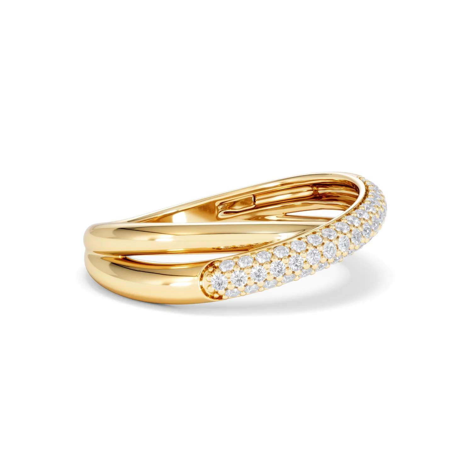 Crossover Set Lab Diamond Pave Ring 0.35ct in18K Gold Vermeil - Image 21