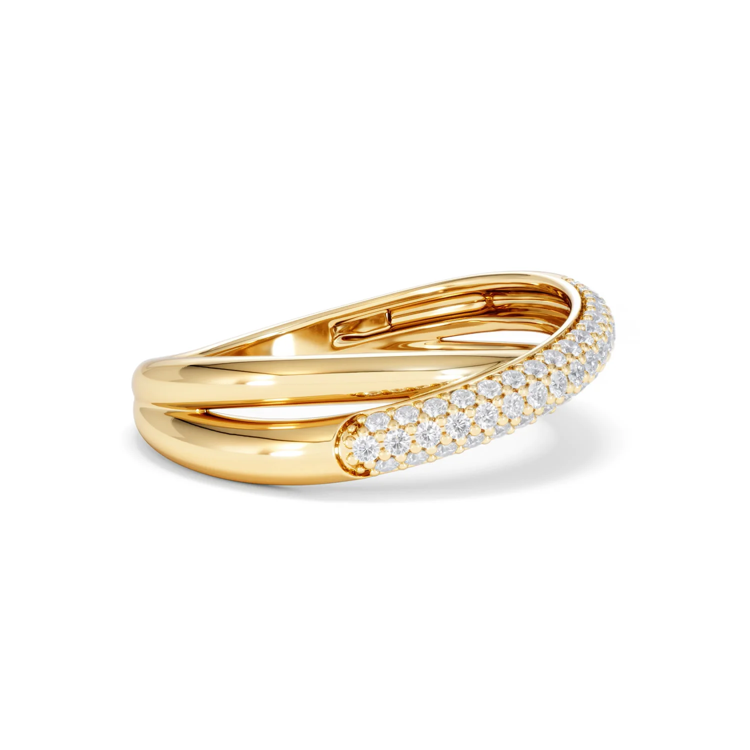 Crossover Set Lab Diamond Pave Ring 0.35ct in18K Gold Vermeil - Image 22