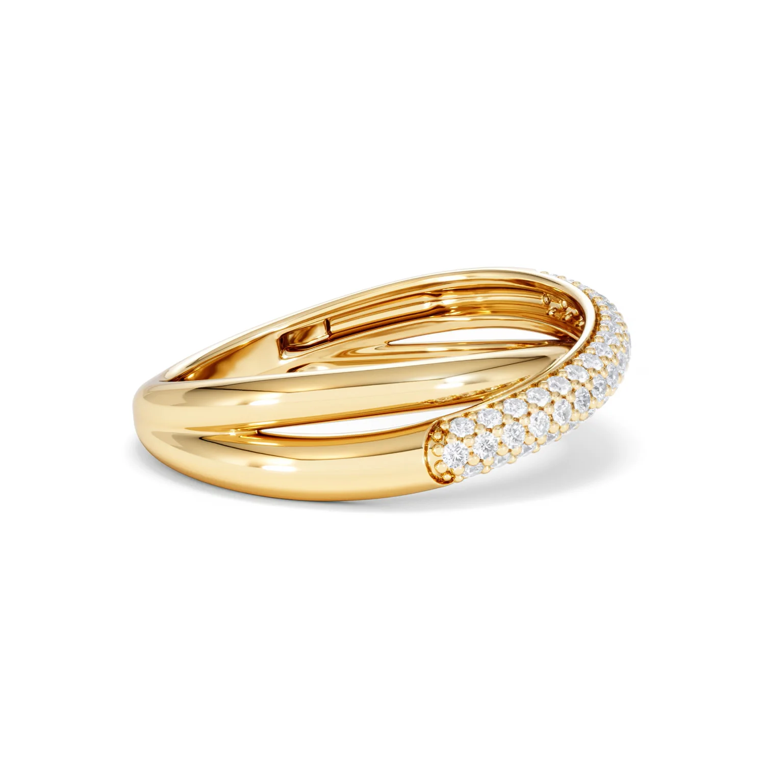 Crossover Set Lab Diamond Pave Ring 0.35ct in18K Gold Vermeil - Image 26