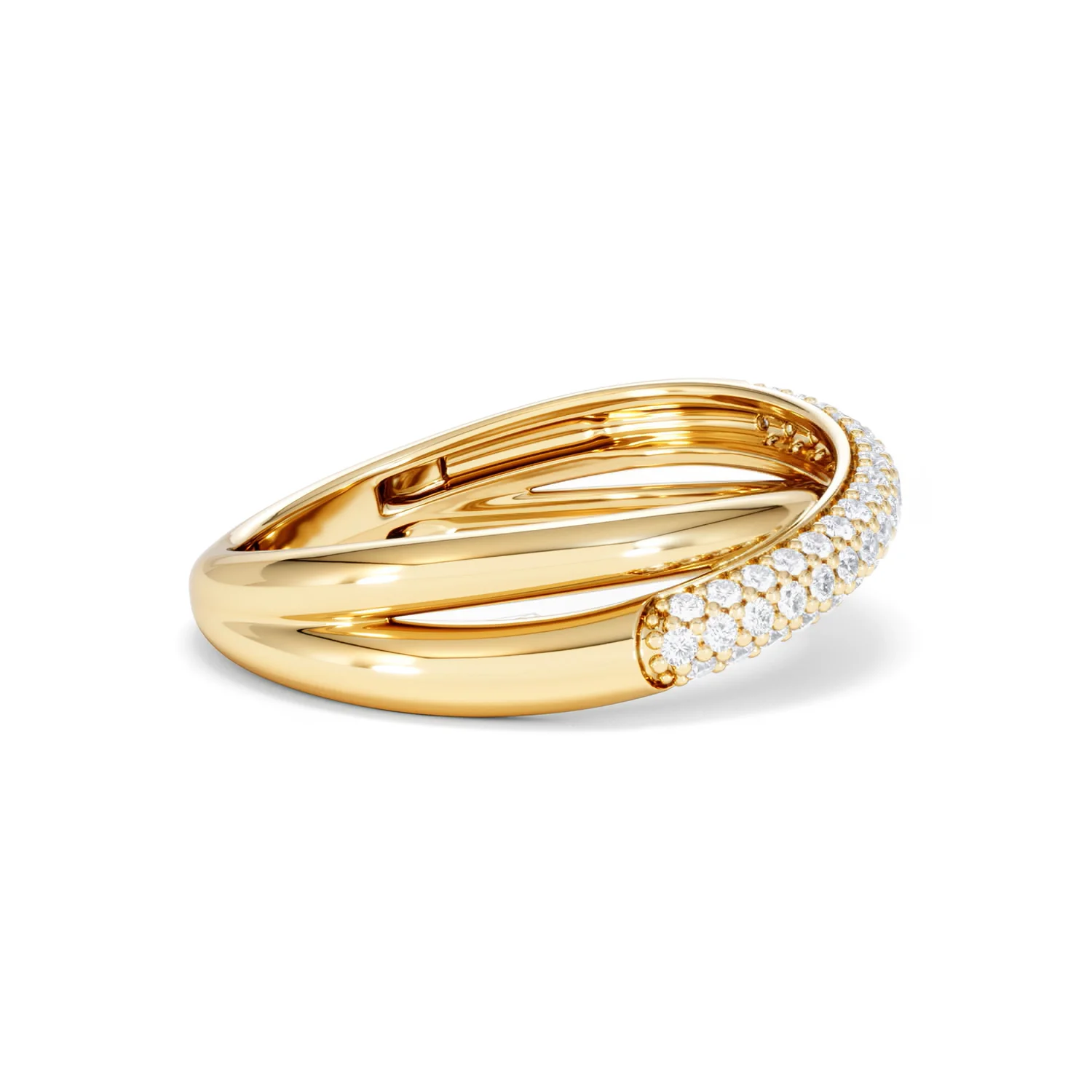 Crossover Set Lab Diamond Pave Ring 0.35ct in18K Gold Vermeil - Image 27
