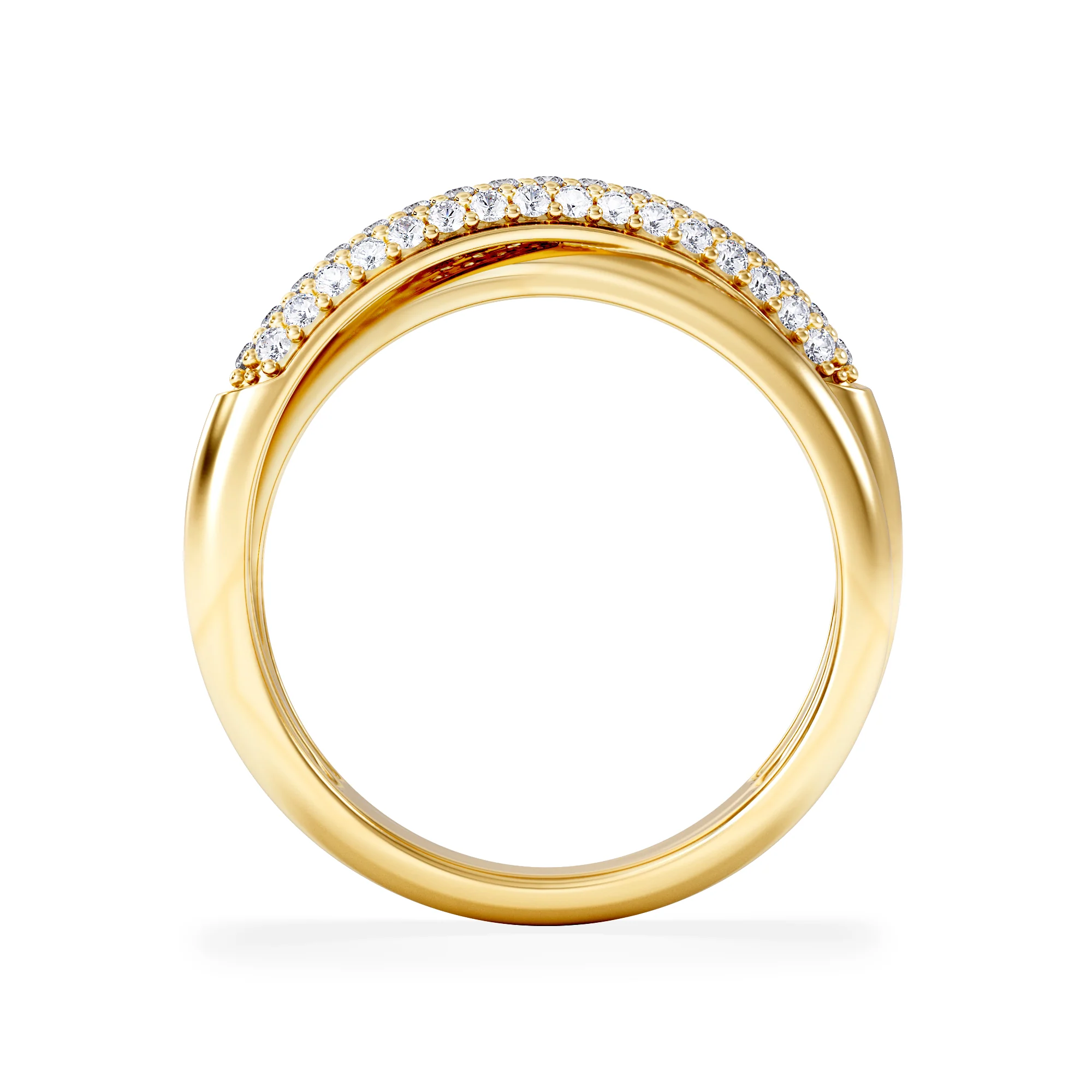 Crossover Set Lab Diamond Pave Ring 0.35ct in18K Gold Vermeil - Image 3
