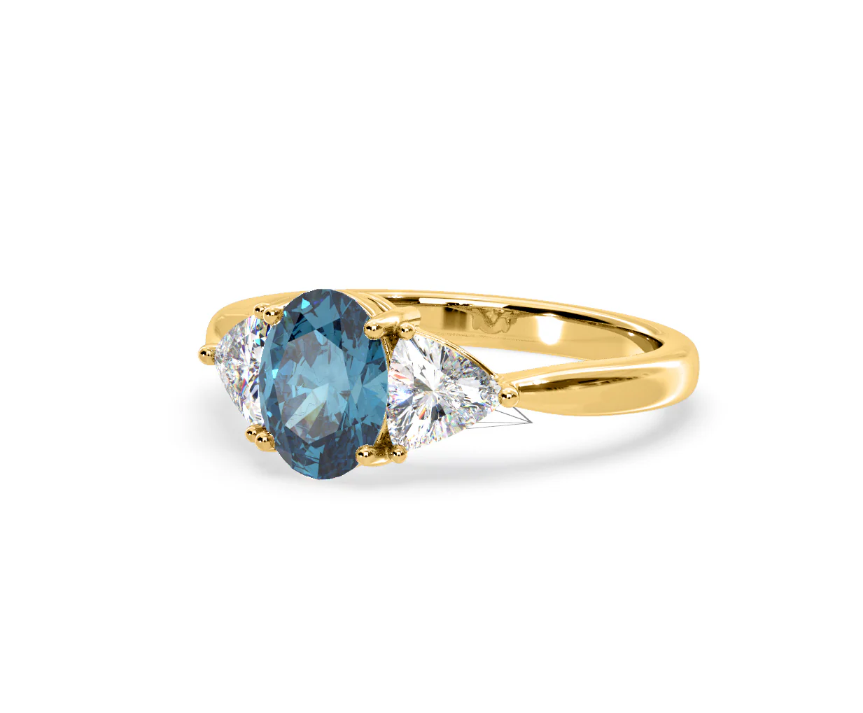 Dalia Blue Lab Diamond Oval with Trillions 1.70ct Ring in 18K Yellow Gold - Elara Collection - Image 13