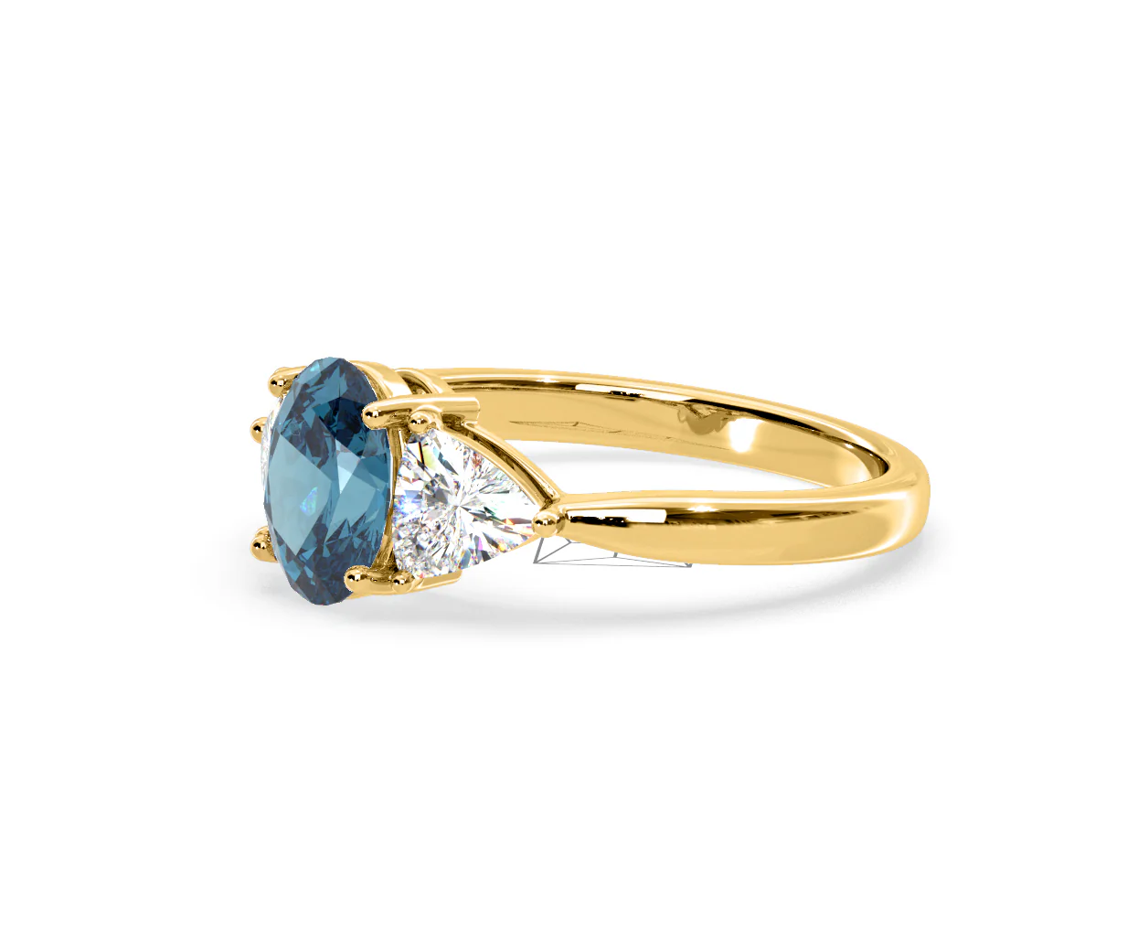 Dalia Blue Lab Diamond Oval with Trillions 1.70ct Ring in 18K Yellow Gold - Elara Collection - Image 18