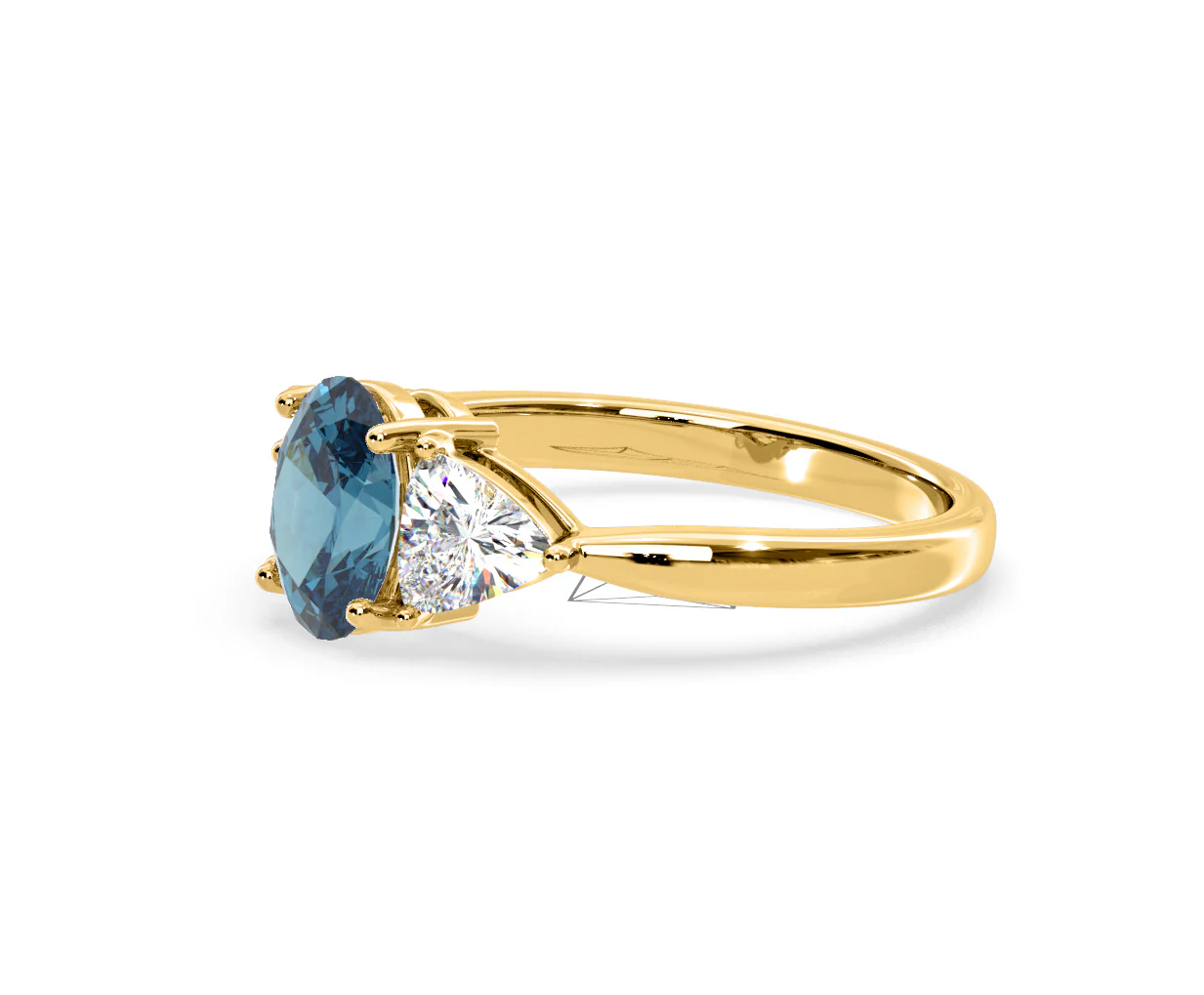 Dalia Blue Lab Diamond Oval with Trillions 1.70ct Ring in 18K Yellow Gold - Elara Collection - Image 19