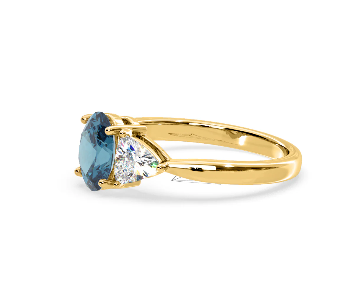 Dalia Blue Lab Diamond Oval with Trillions 1.70ct Ring in 18K Yellow Gold - Elara Collection - Image 20
