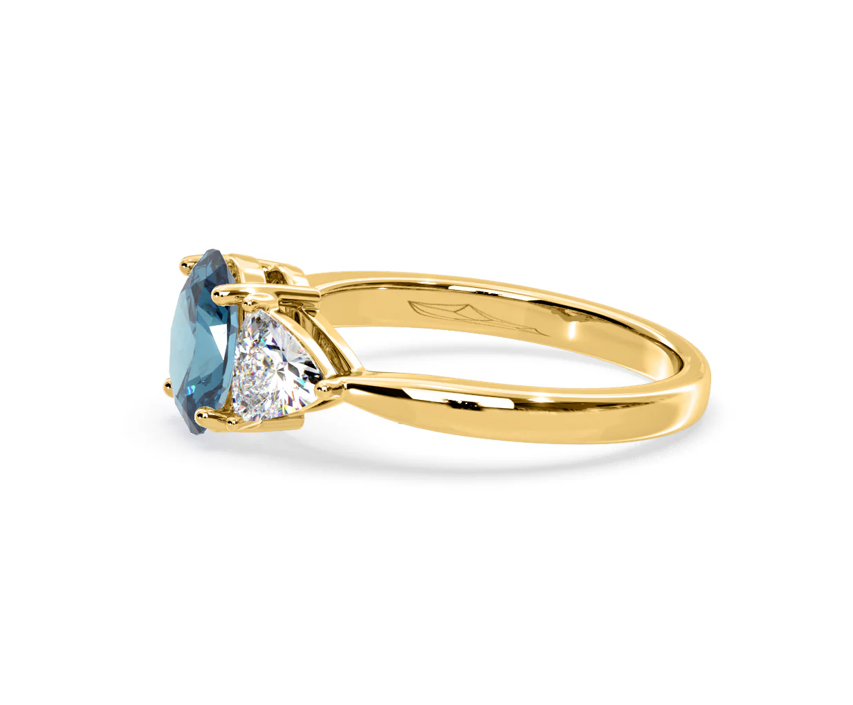 Dalia Blue Lab Diamond Oval with Trillions 1.70ct Ring in 18K Yellow Gold - Elara Collection - Image 23