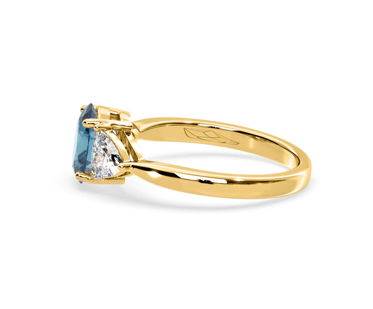Dalia Blue Lab Diamond Oval with Trillions 1.70ct Ring in 18K Yellow Gold - Elara Collection - Image 26
