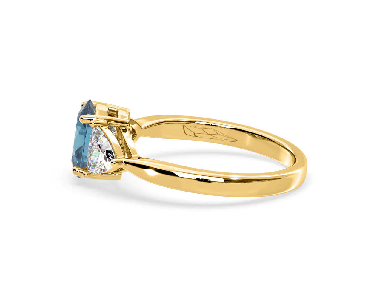 Dalia Blue Lab Diamond Oval with Trillions 1.70ct Ring in 18K Yellow Gold - Elara Collection - Image 27