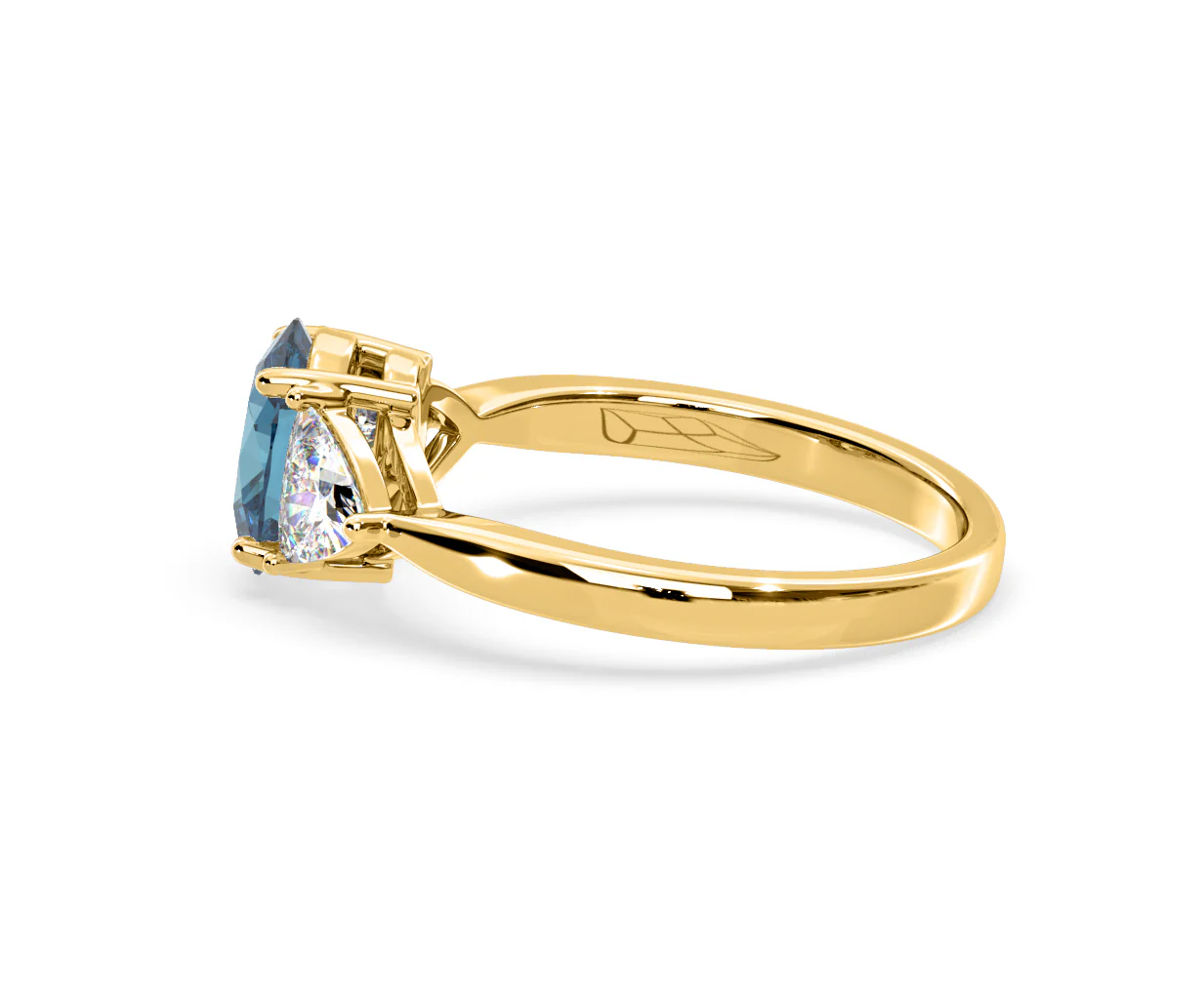 Dalia Blue Lab Diamond Oval with Trillions 1.70ct Ring in 18K Yellow Gold - Elara Collection - Image 28