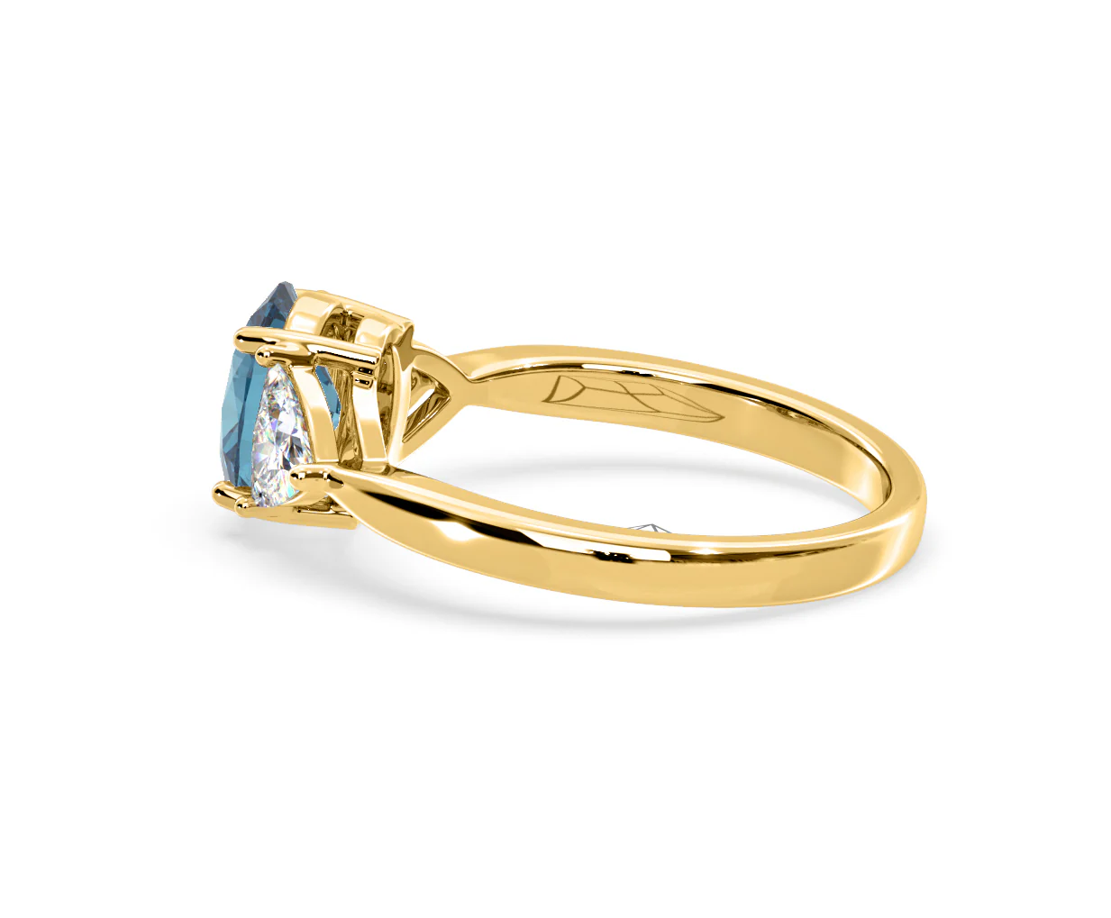 Dalia Blue Lab Diamond Oval with Trillions 1.70ct Ring in 18K Yellow Gold - Elara Collection - Image 30